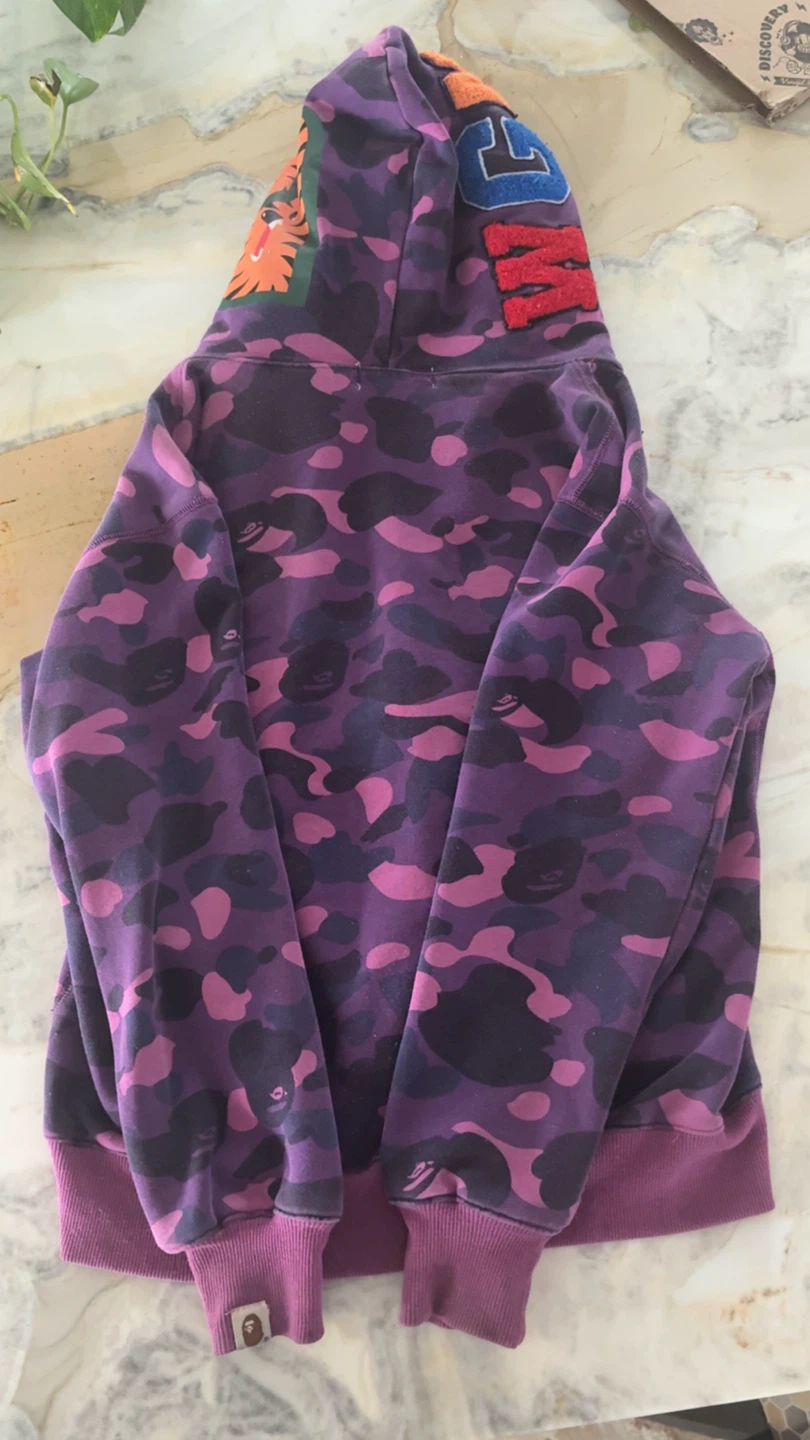 BAPE Purple Camo Shark Full Zip Hoodie - photo 2