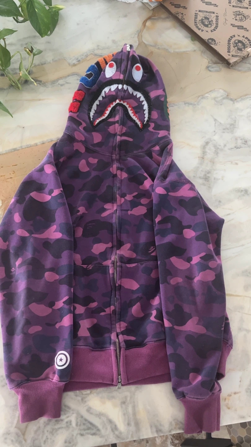BAPE Purple Camo Shark Full Zip Hoodie
