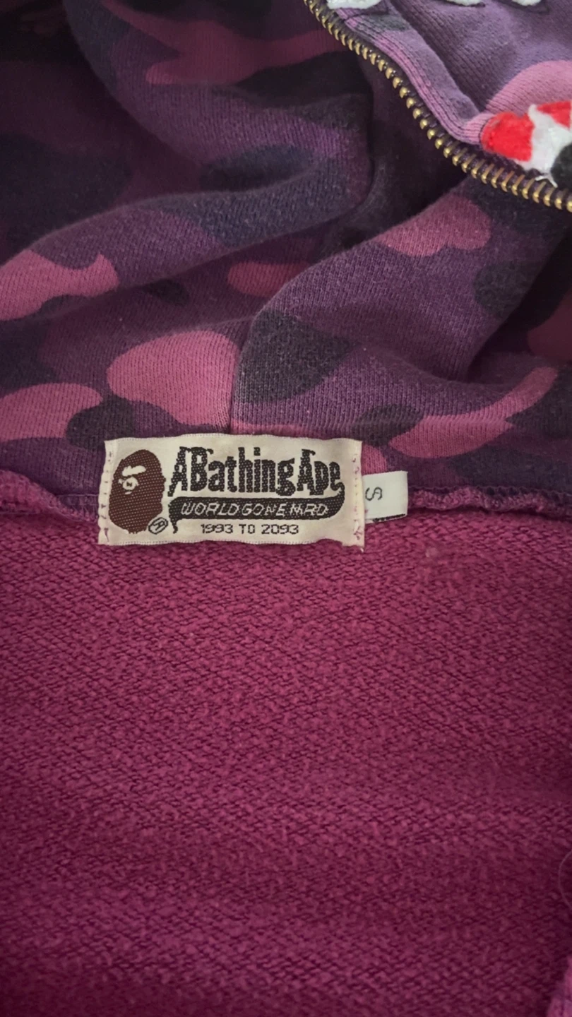 BAPE Purple Camo Shark Full Zip Hoodie - photo 3