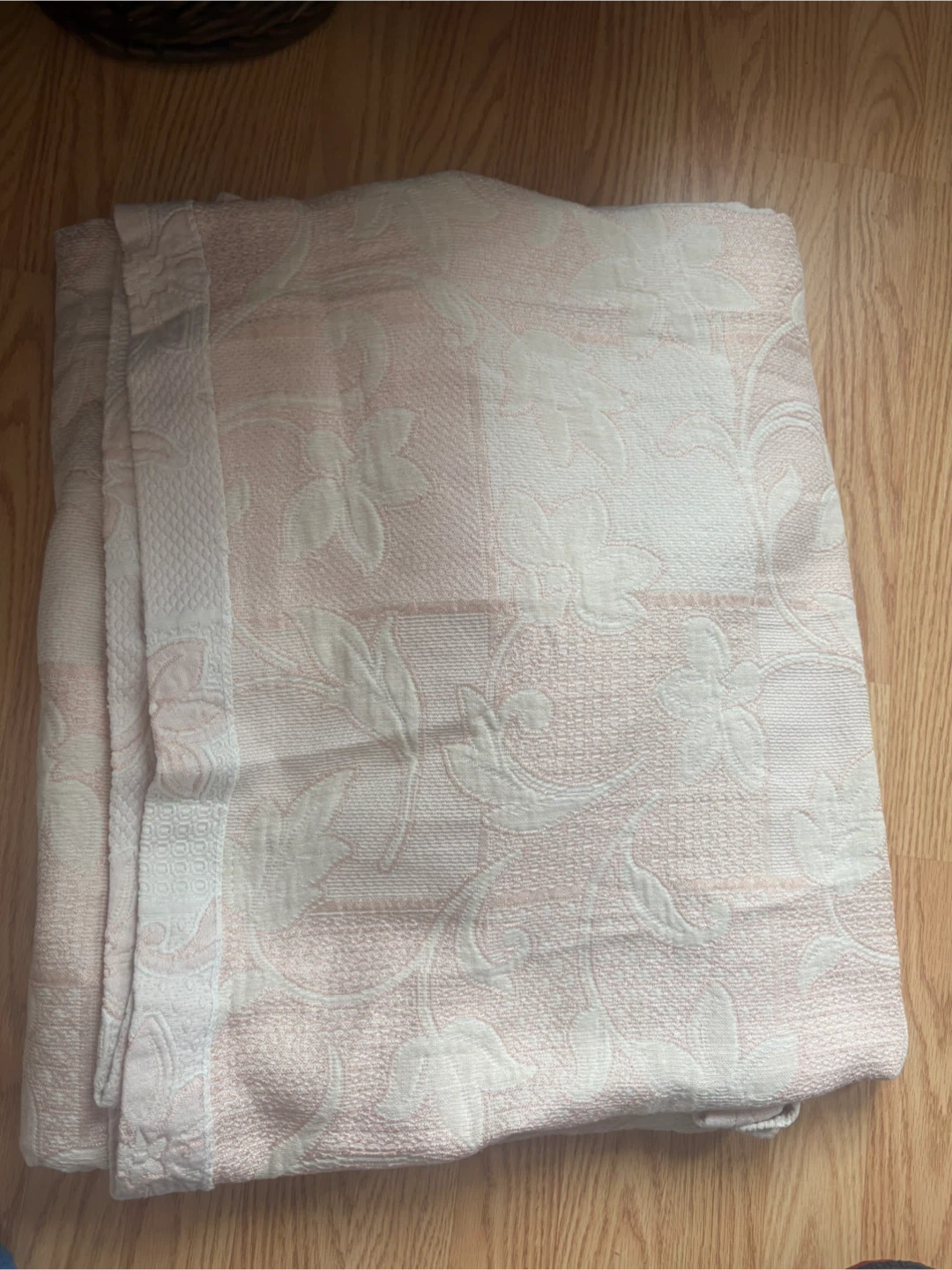 Pink and White Floral Quilted Throw Blanket
