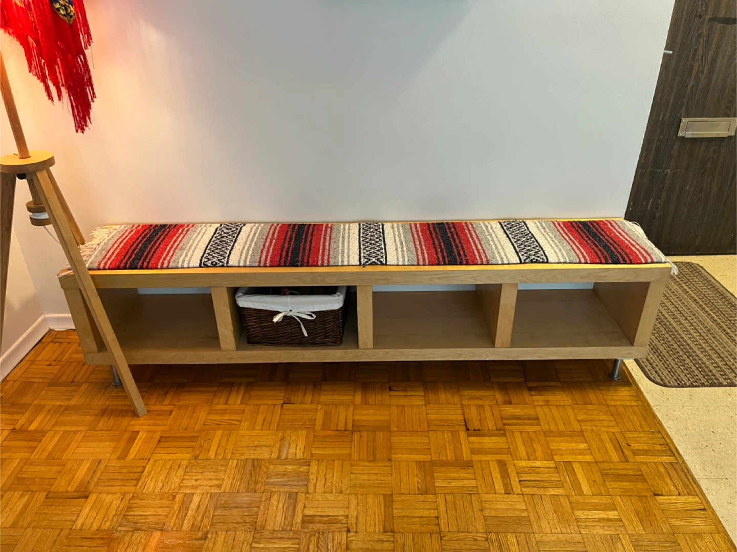 Wooden Storage Bench with Cubbies