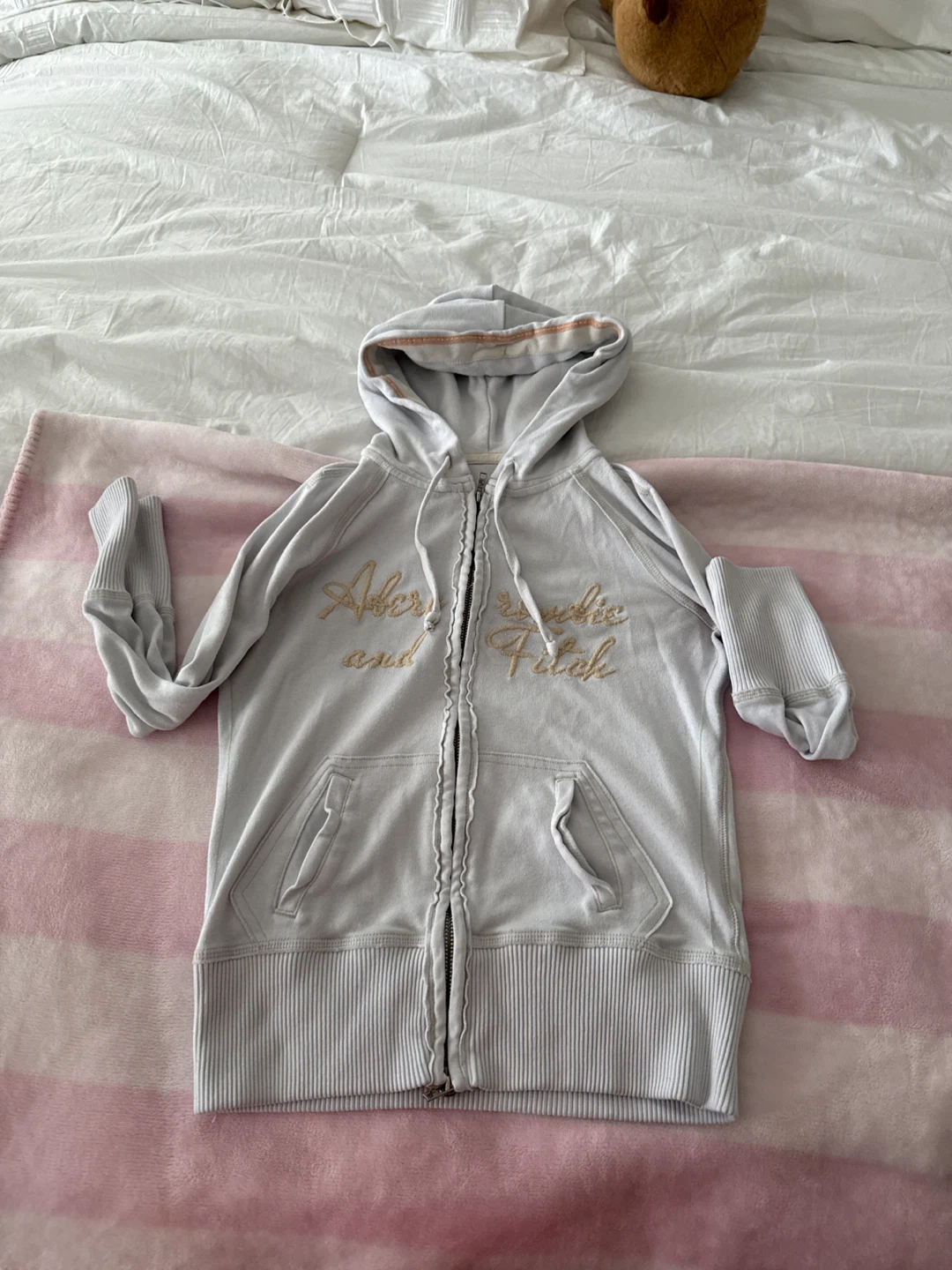 Abercrombie & Fitch Zip-Up Hoodie - Light Blue - Medium