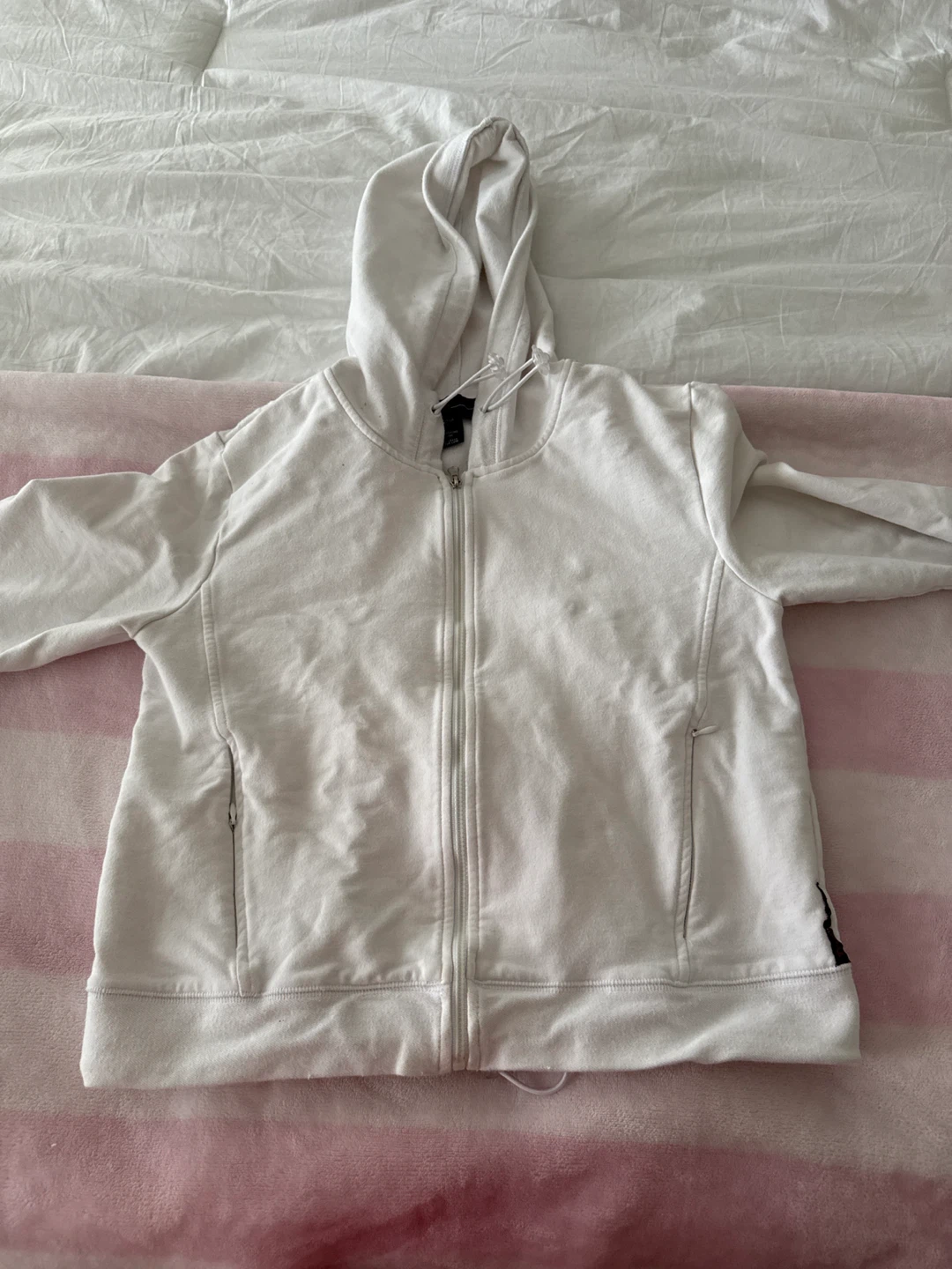 Tristan White Zip-Up Hoodie