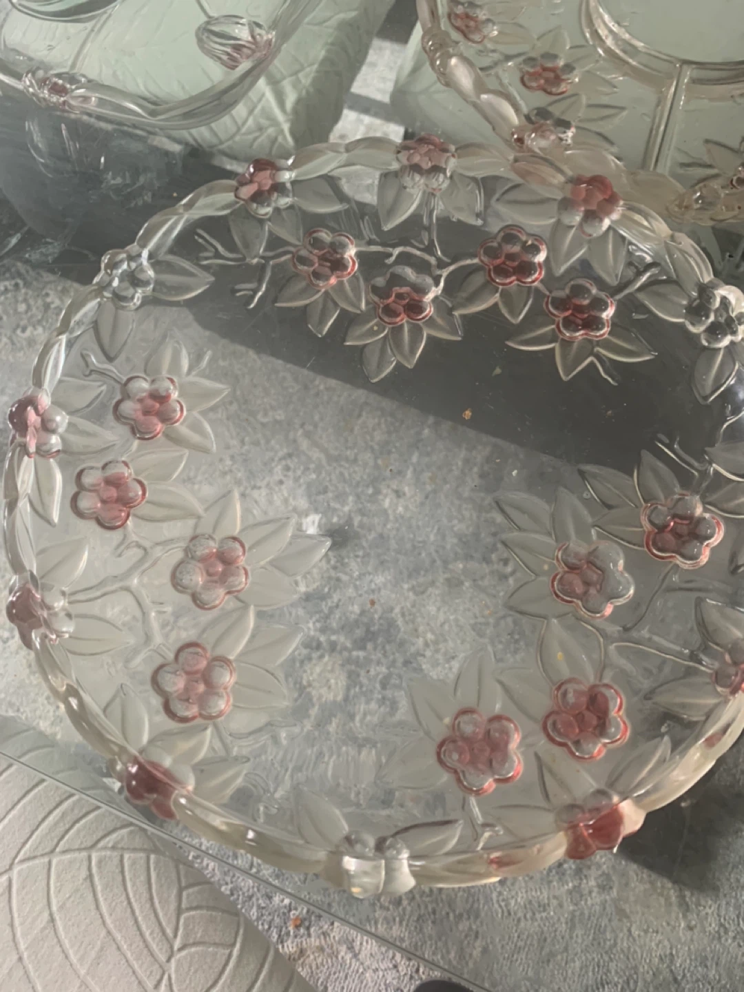 8 pieces Glass serving platter and bowl set with floral design - photo 5