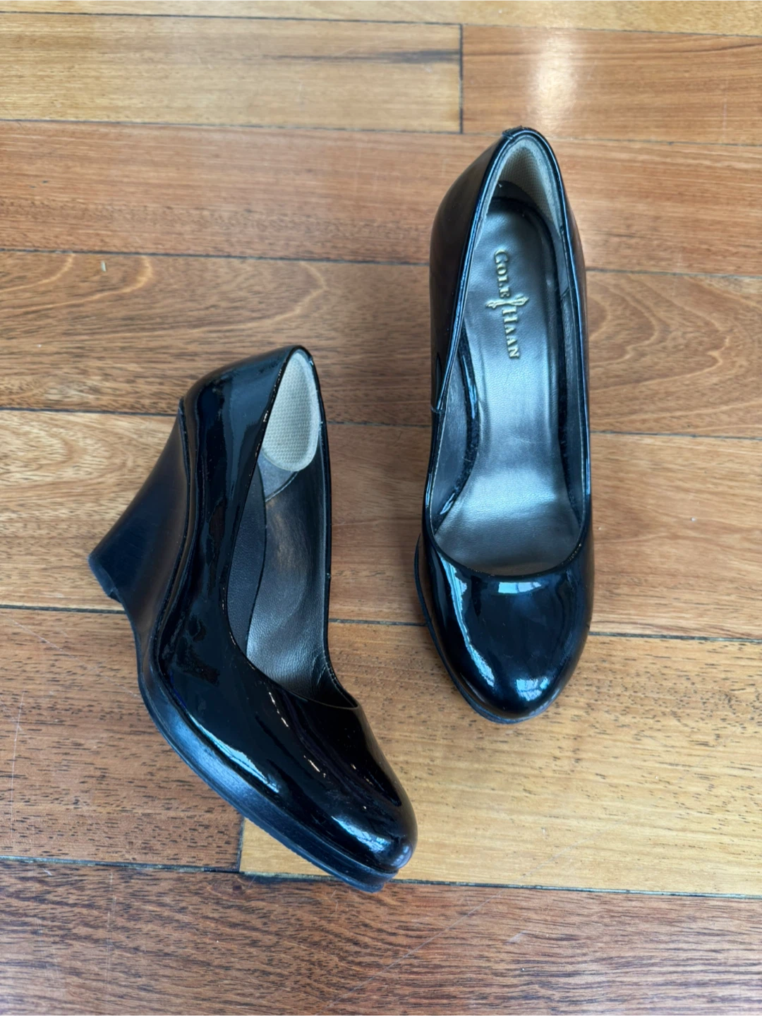 Cole Haan Black Patent Wedge Heels Size 5