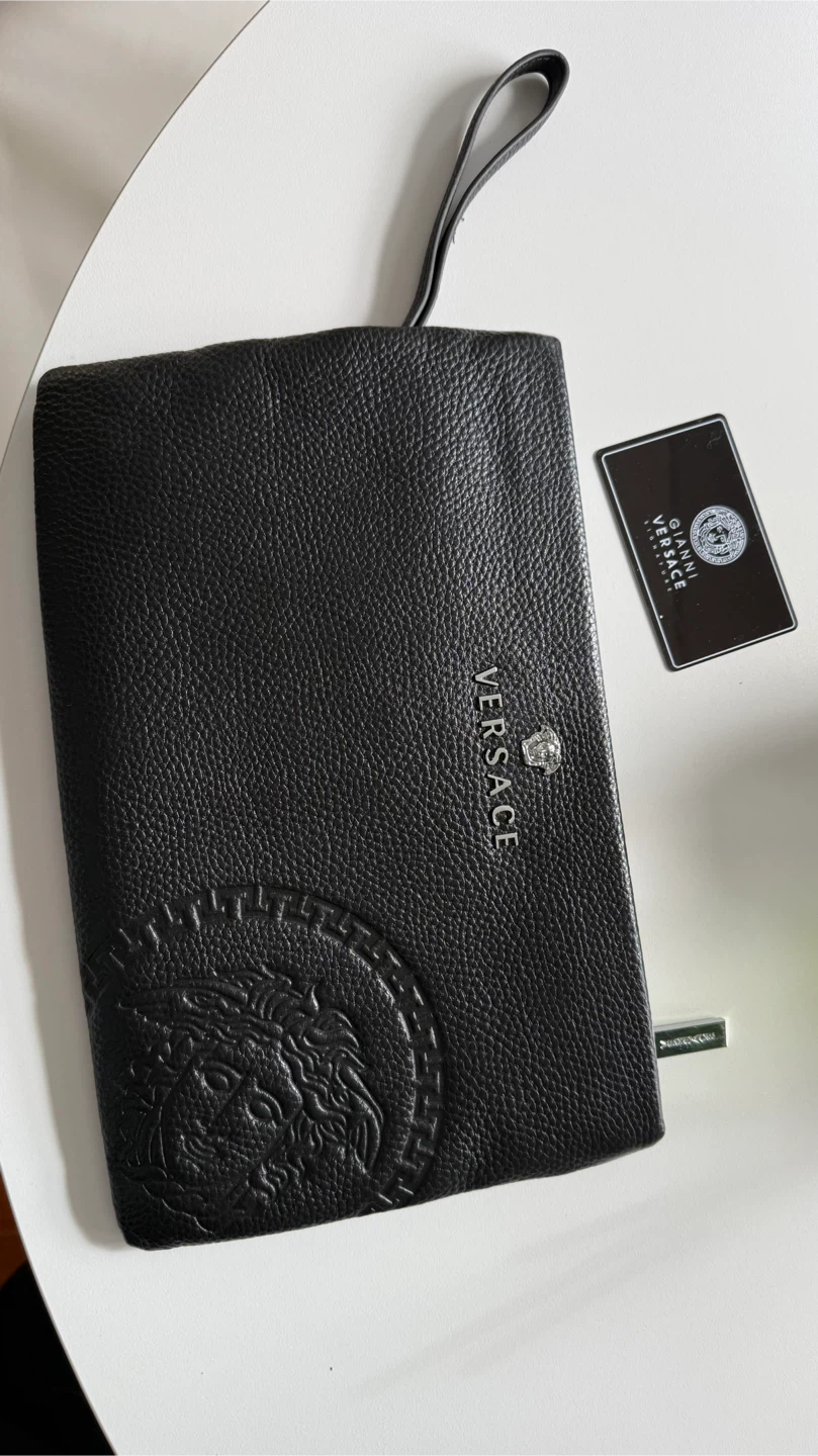 Versace Black Leather Pouch Bag with Medusa Logo - photo 4