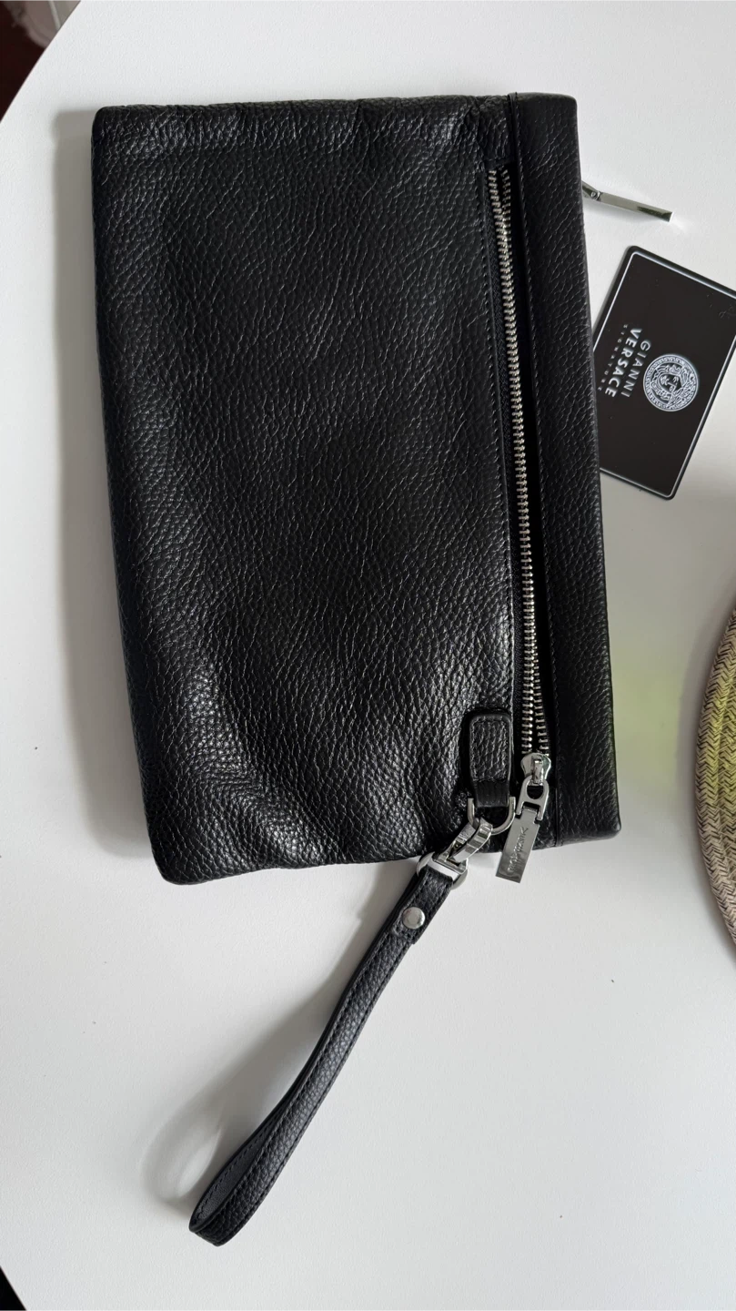 Versace Black Leather Pouch Bag with Medusa Logo - photo 3