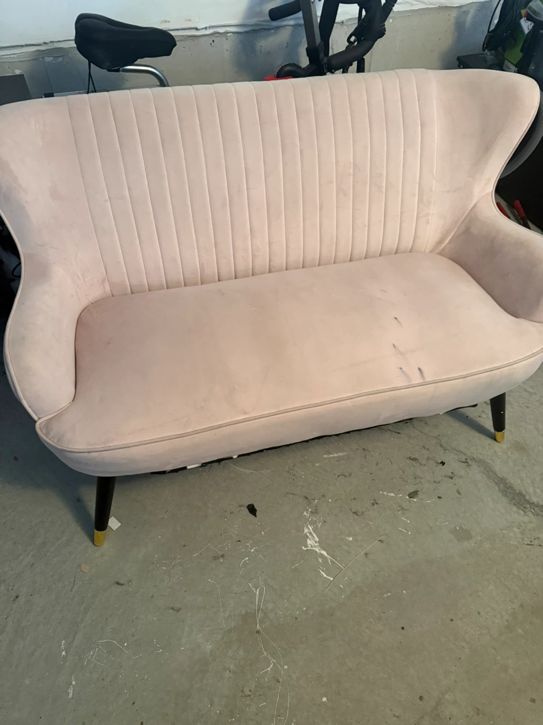Pink Velvet Loveseat