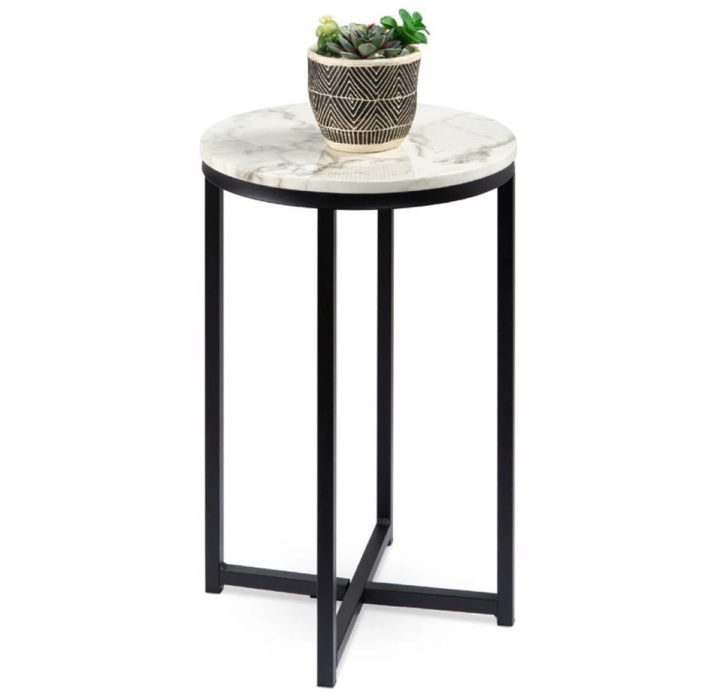 Round Marble Top Side Table - photo 2