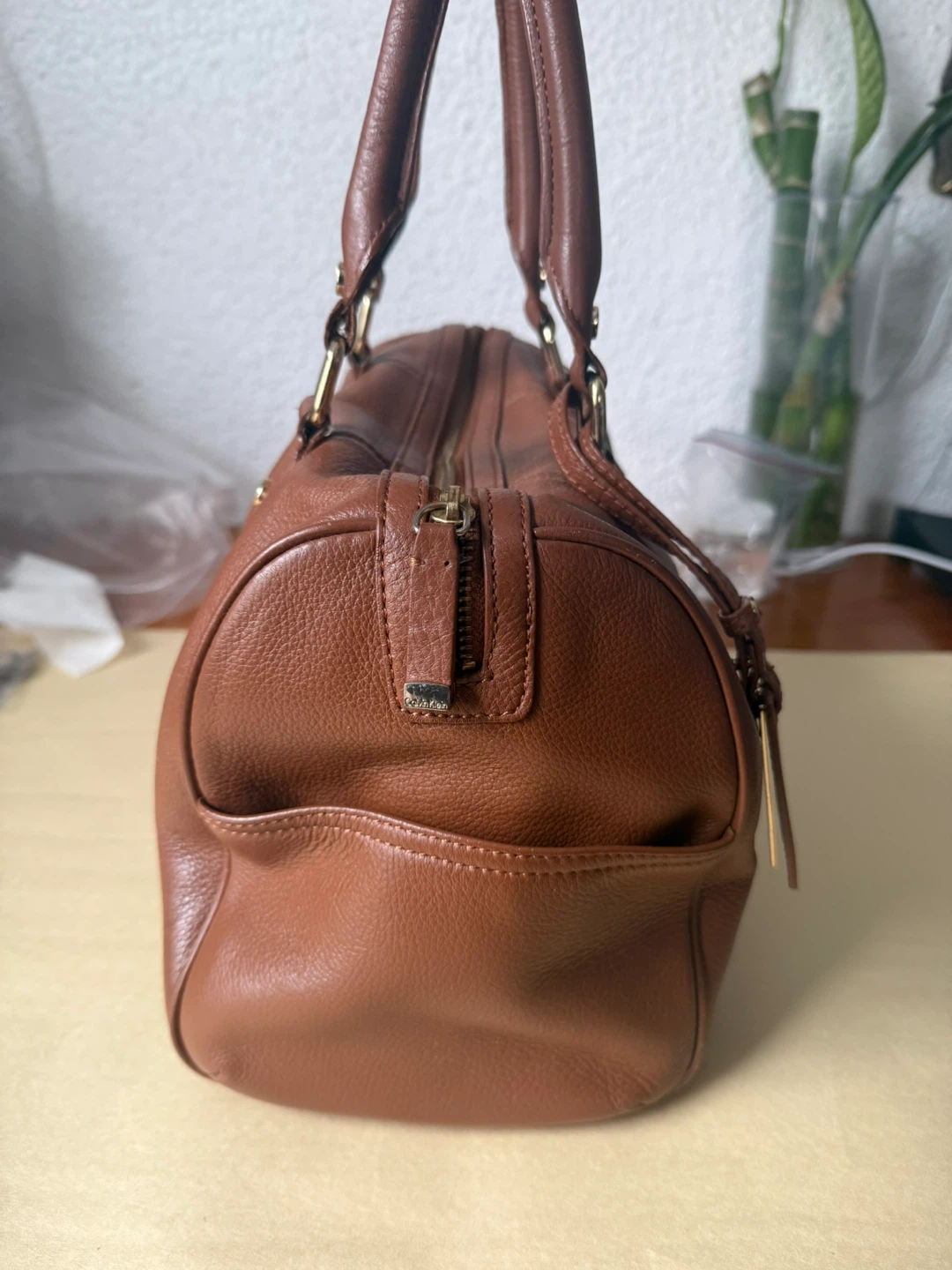 Calvin Klein Brown Leather Satchel Handbag - photo 4