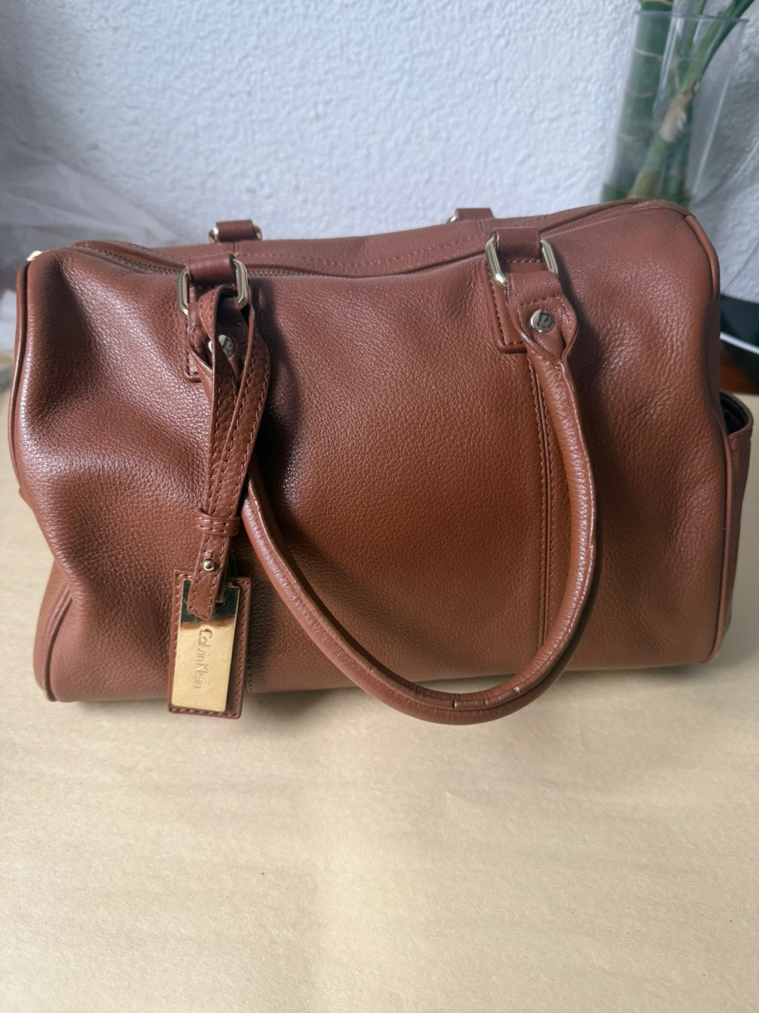Calvin Klein Brown Leather Satchel Handbag - photo 2