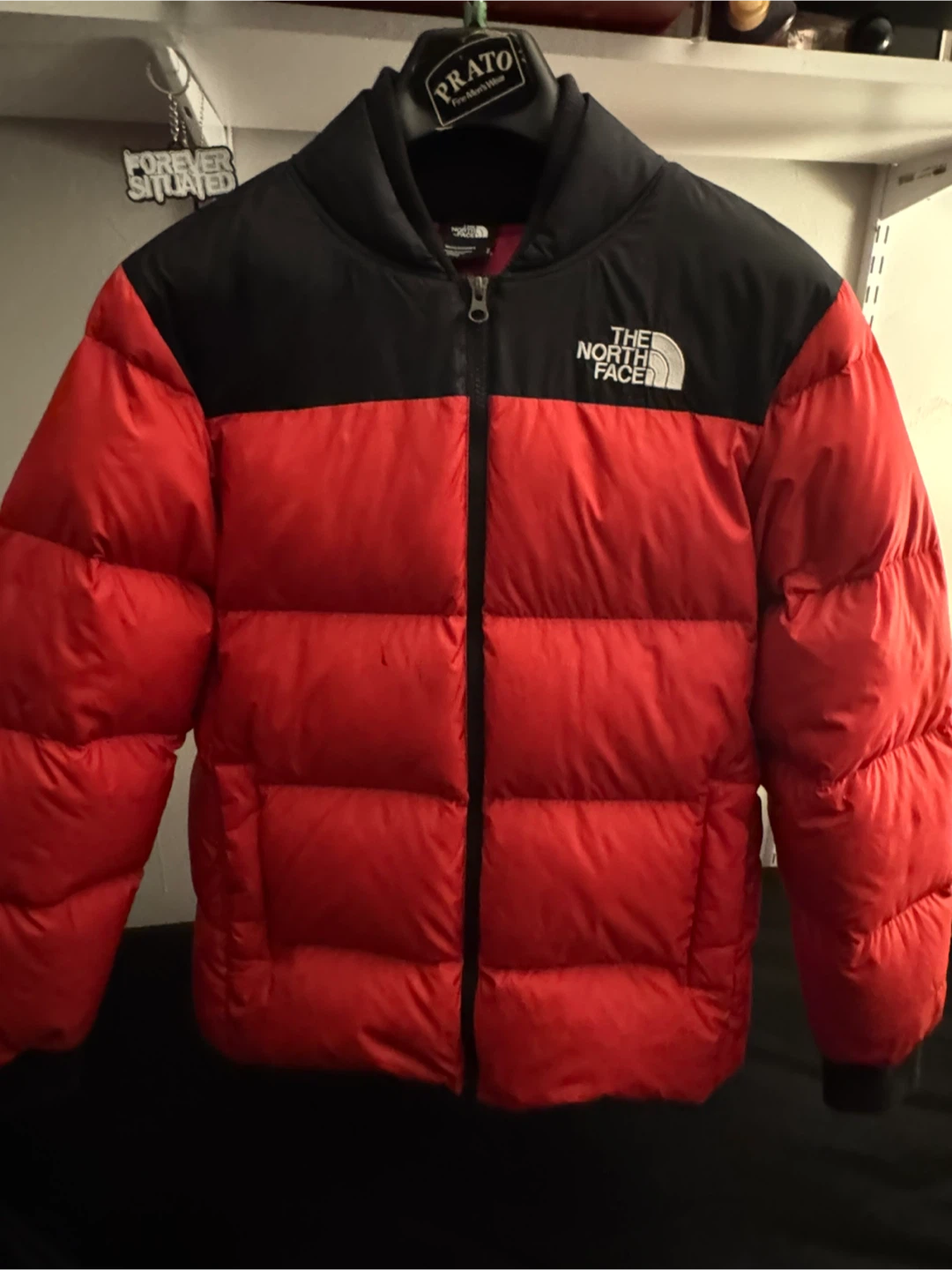 The North Face Puffer Jacket - Red/Black - Size S
