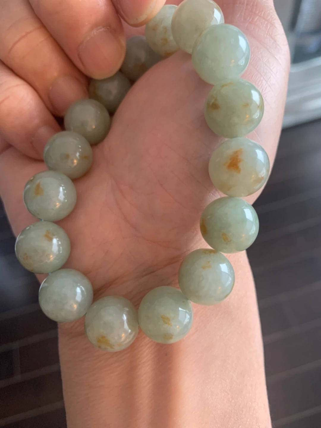 13.7mm Translucent Blue-Water Jadeite - Flowing Yellow - photo 3