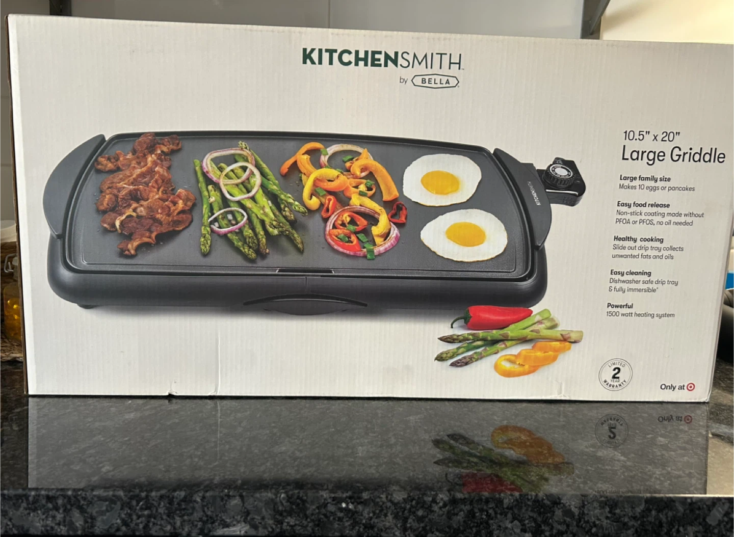 KitchenSmith by Bella 10.5" x 20" Large Electric Griddle
