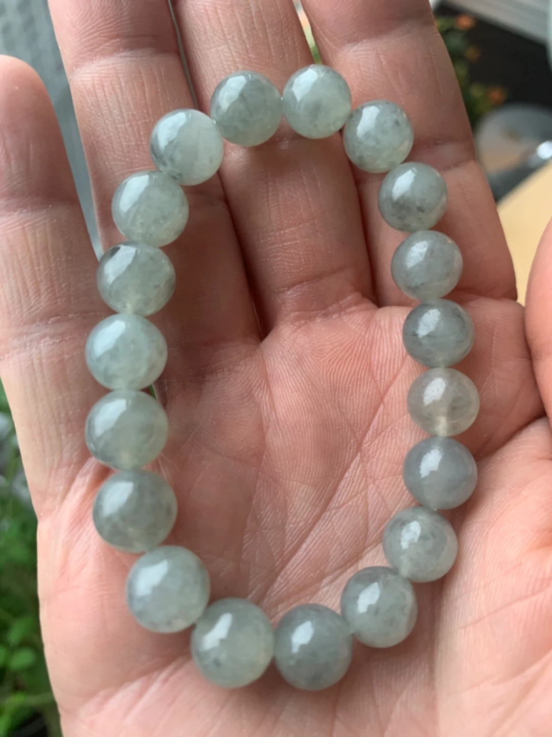 10mm Icy Burmese Wuji Jadeite - Ink Wash Style - photo 2