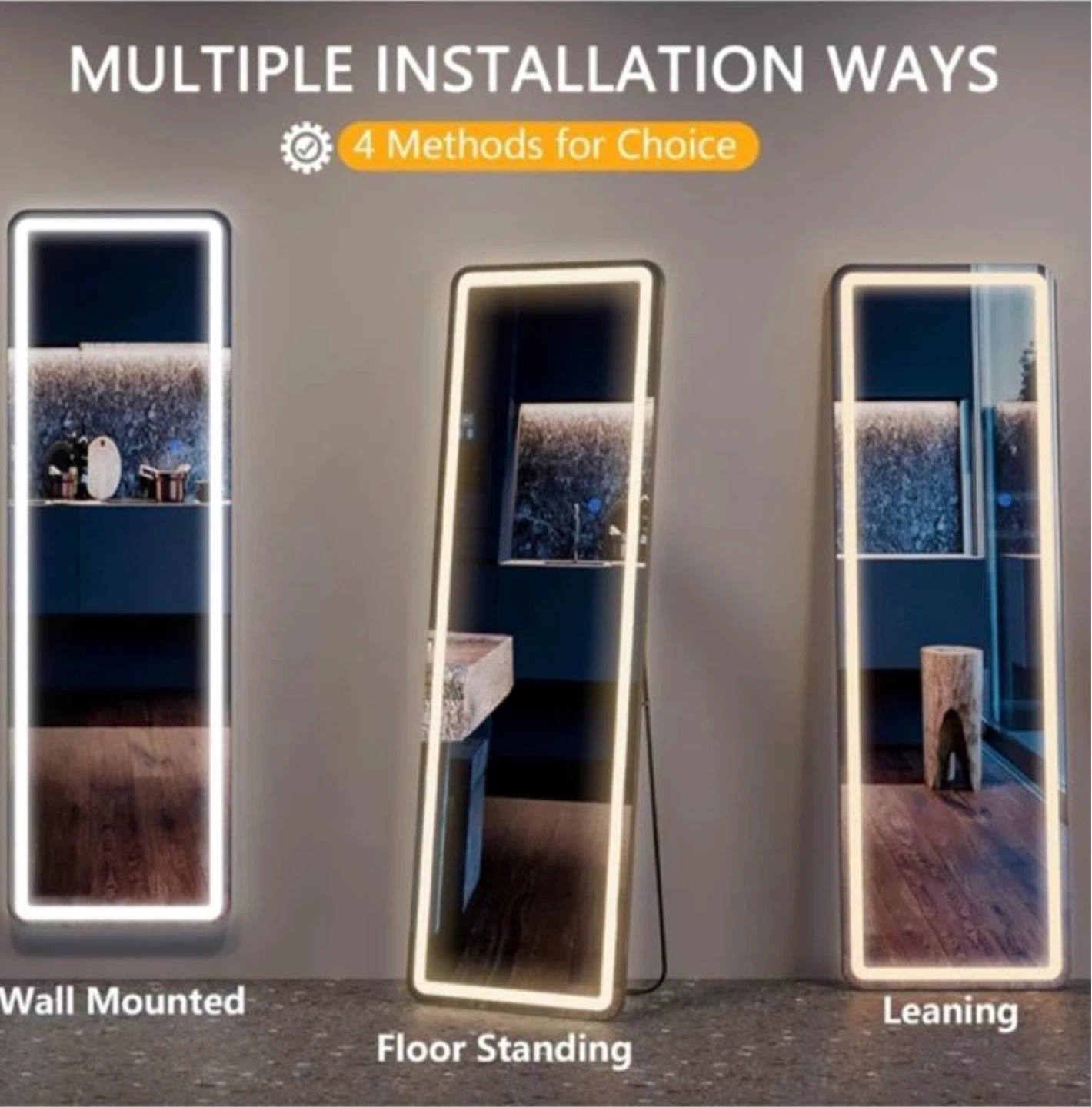 Full Length LED Mirror with 3 Light Colors