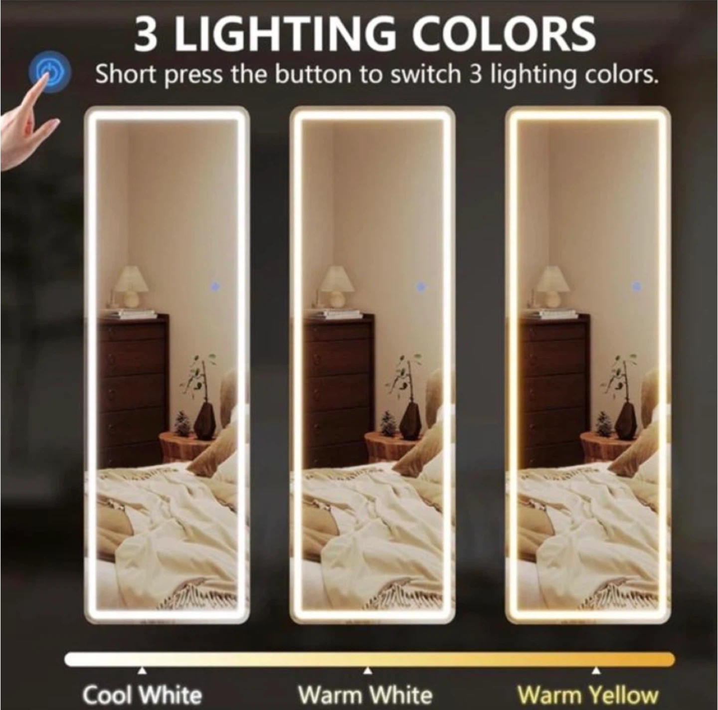 Full Length LED Mirror with 3 Light Colors - photo 2