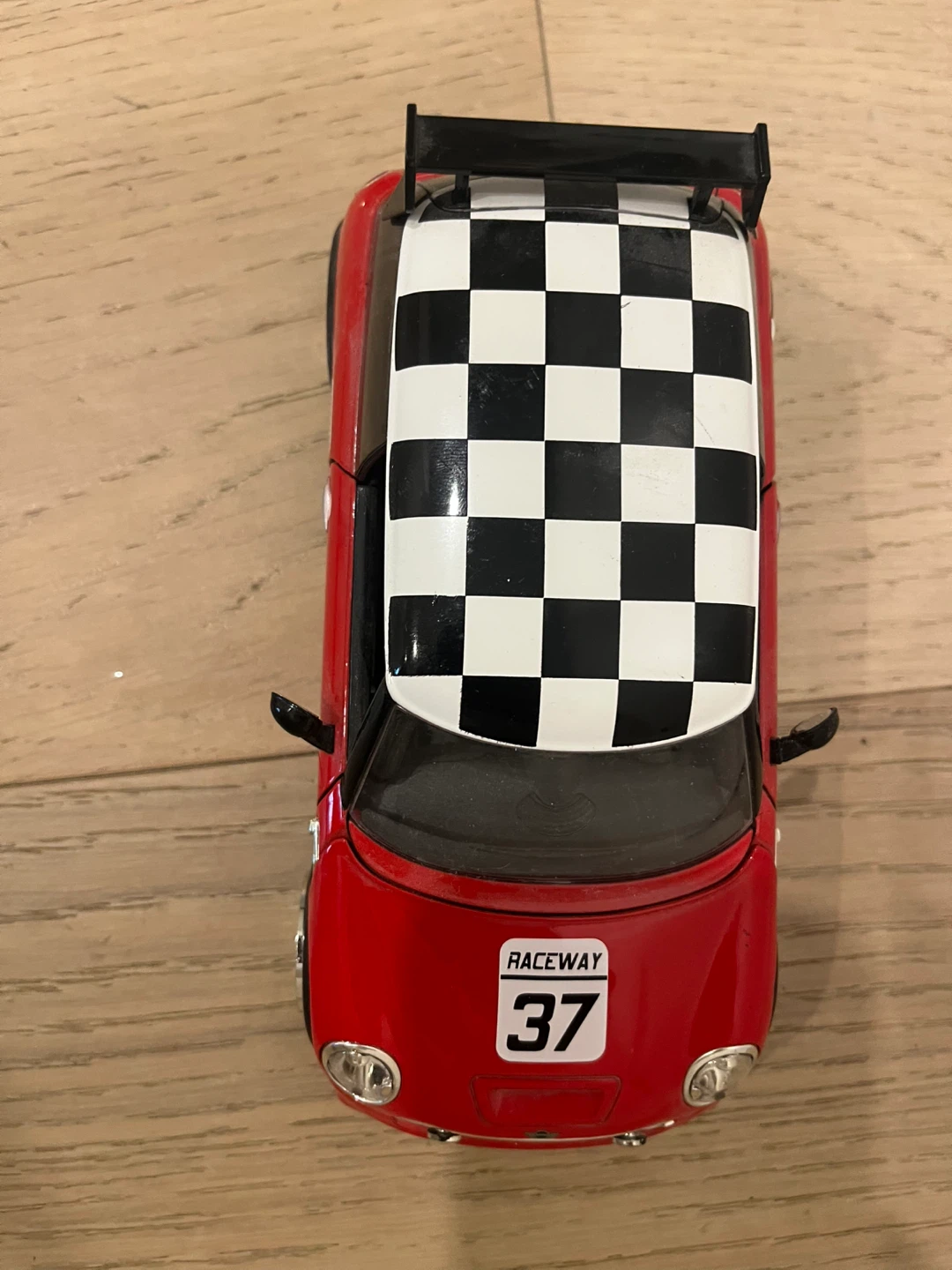 Red Mini Cooper Diecast Toy Car with Racing Decals - photo 3