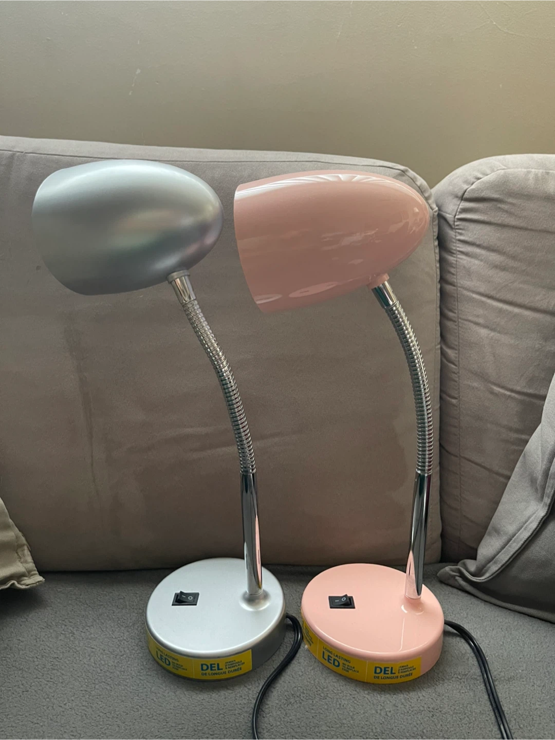 Set of 2 DEL LED Desk Lamps - Pink and Silver - photo 2