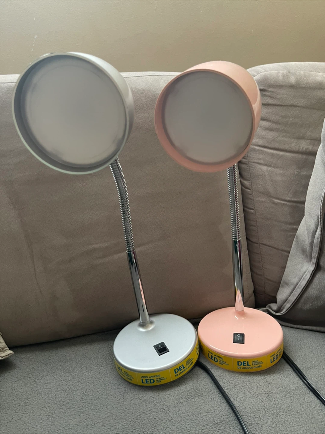 Set of 2 DEL LED Desk Lamps - Pink and Silver