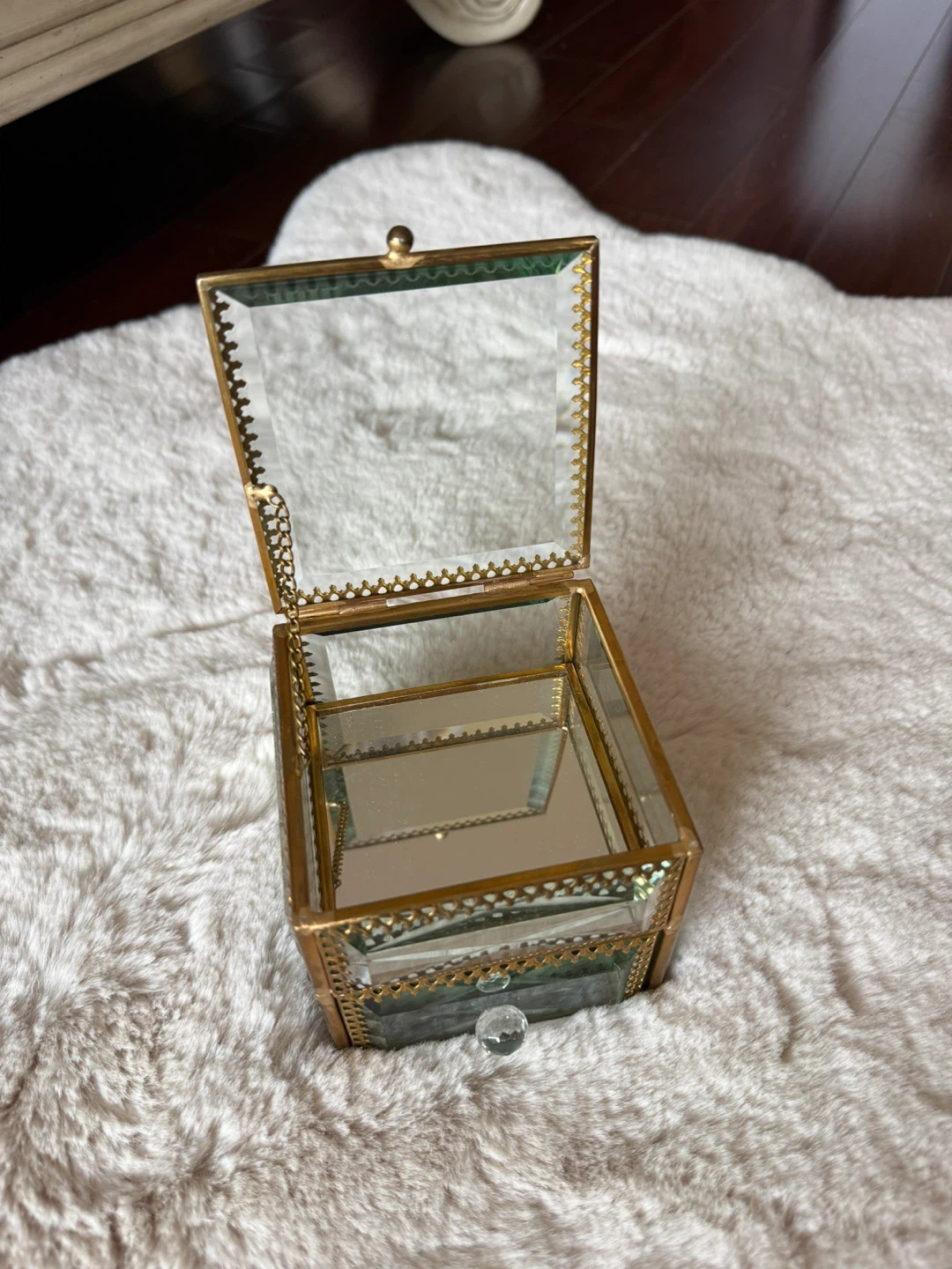Glass and Brass Jewelry Box with Drawer - photo 4