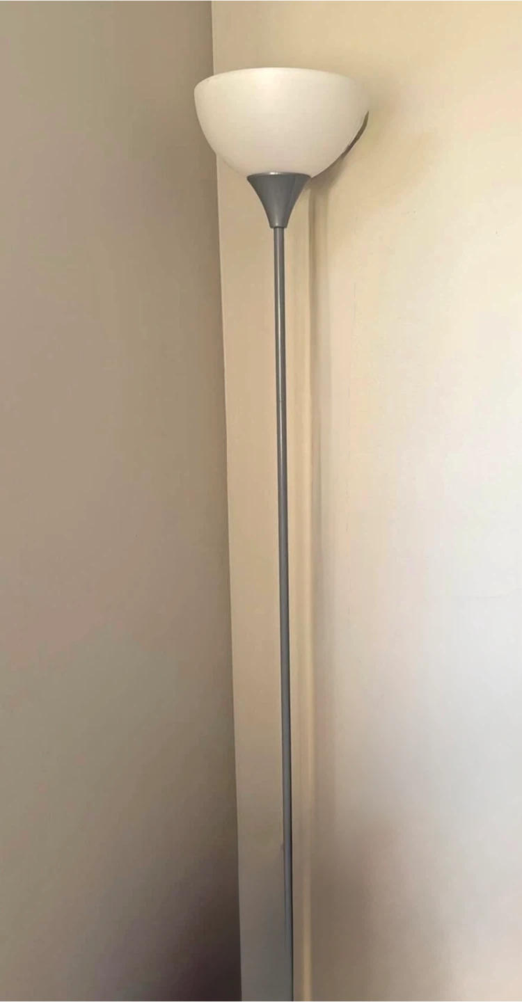 Grey Standing Lamp with White Shade