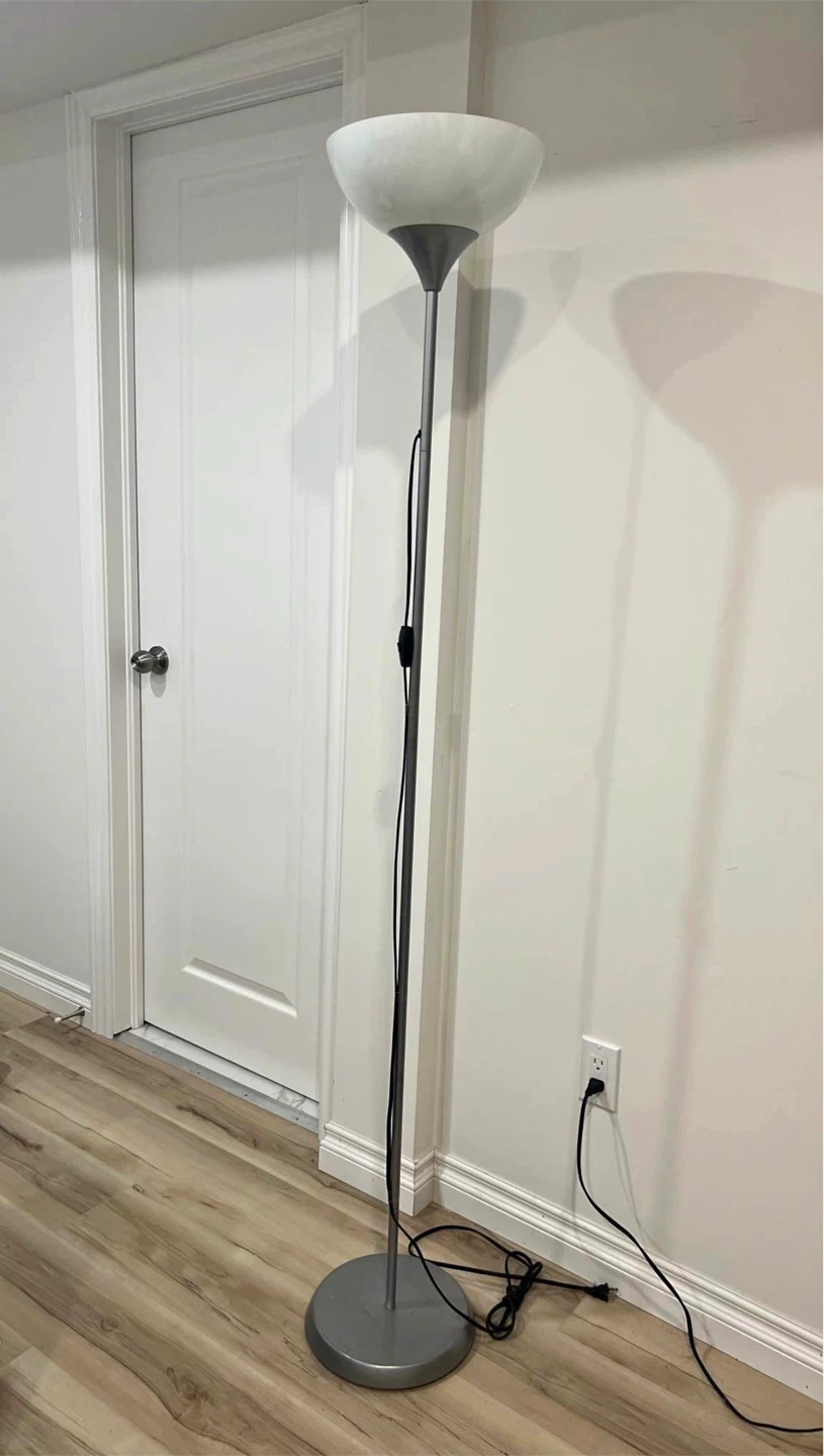 Grey Standing Lamp with White Shade - photo 2
