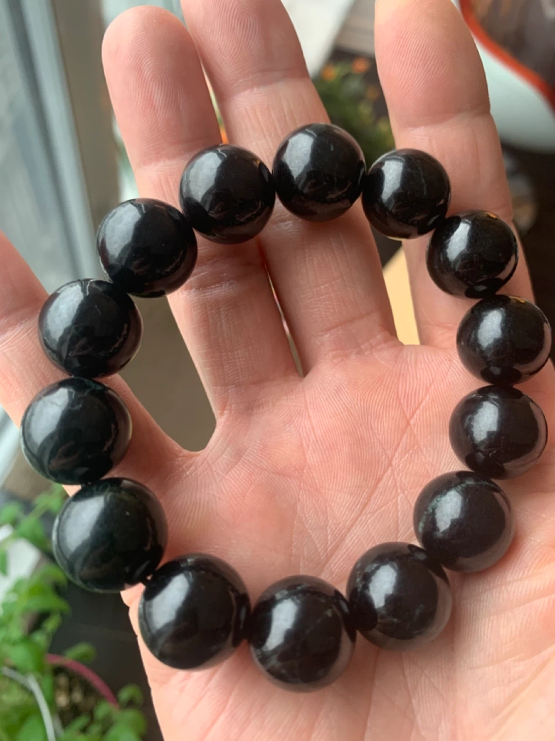 Large 15.9mm Burmese Wuji Jadeite Bracelet - photo 2
