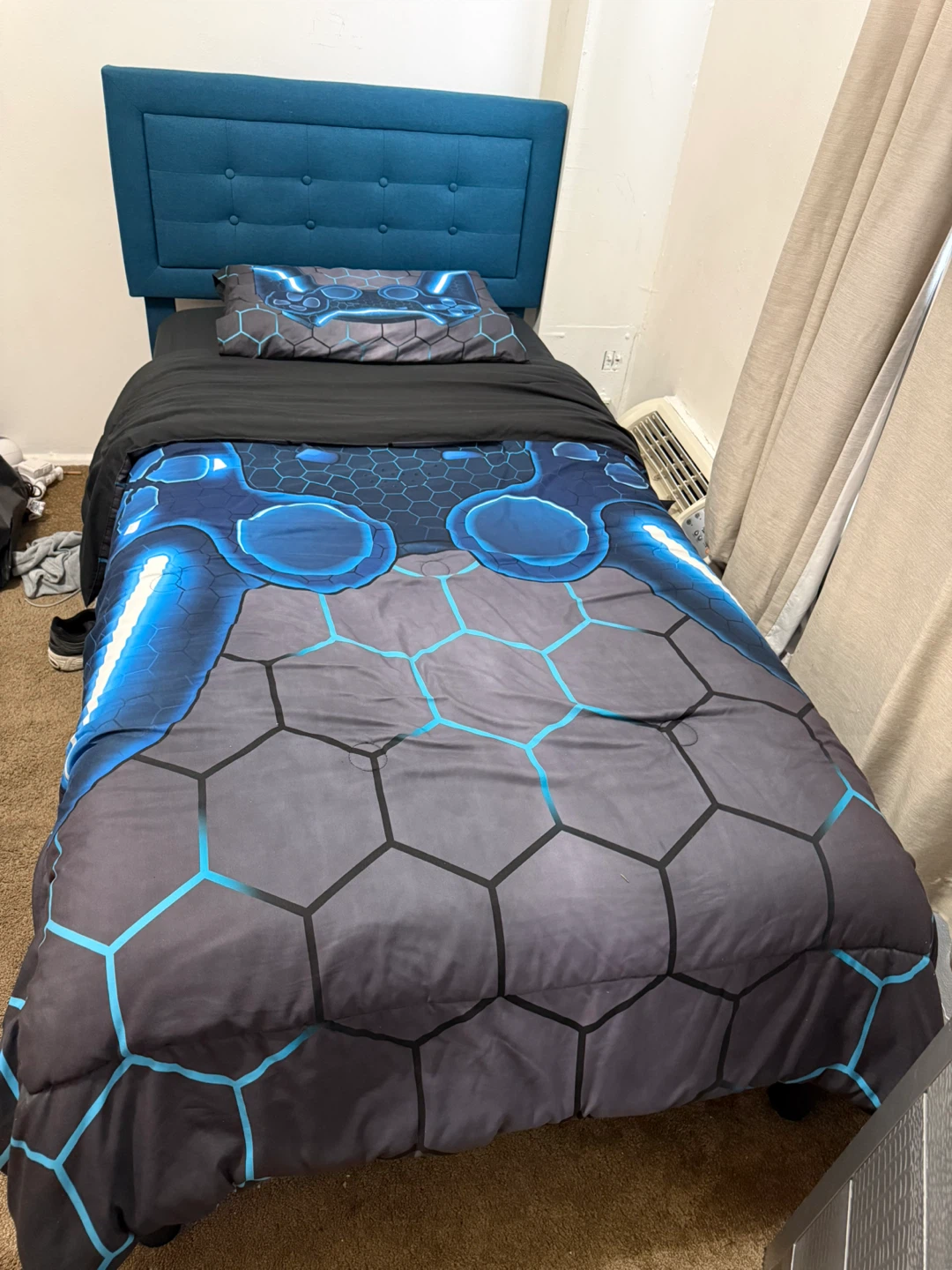 Twin Bedding Set - Blue Hexagon Design