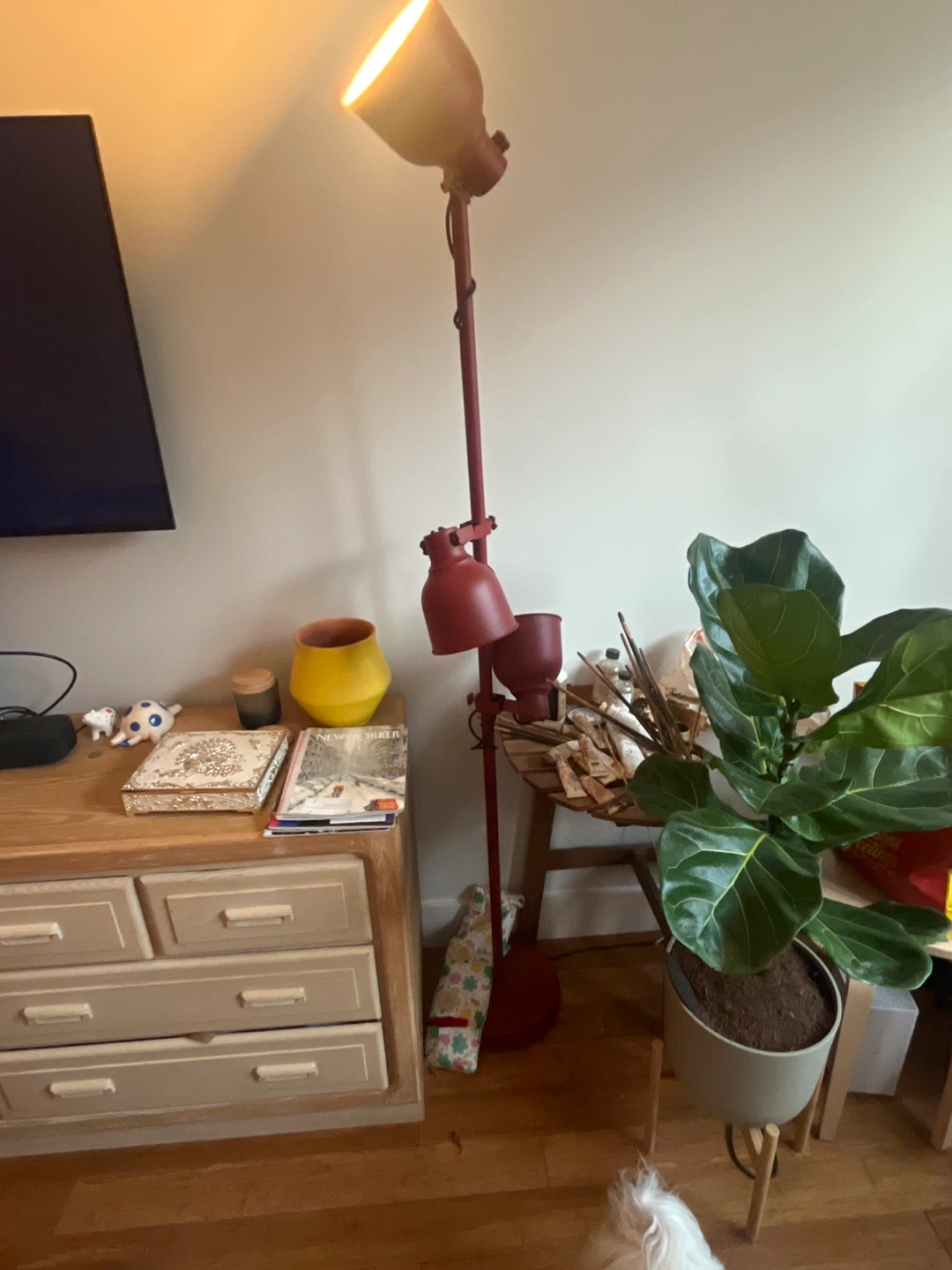 Red Double Headed Floor Lamp