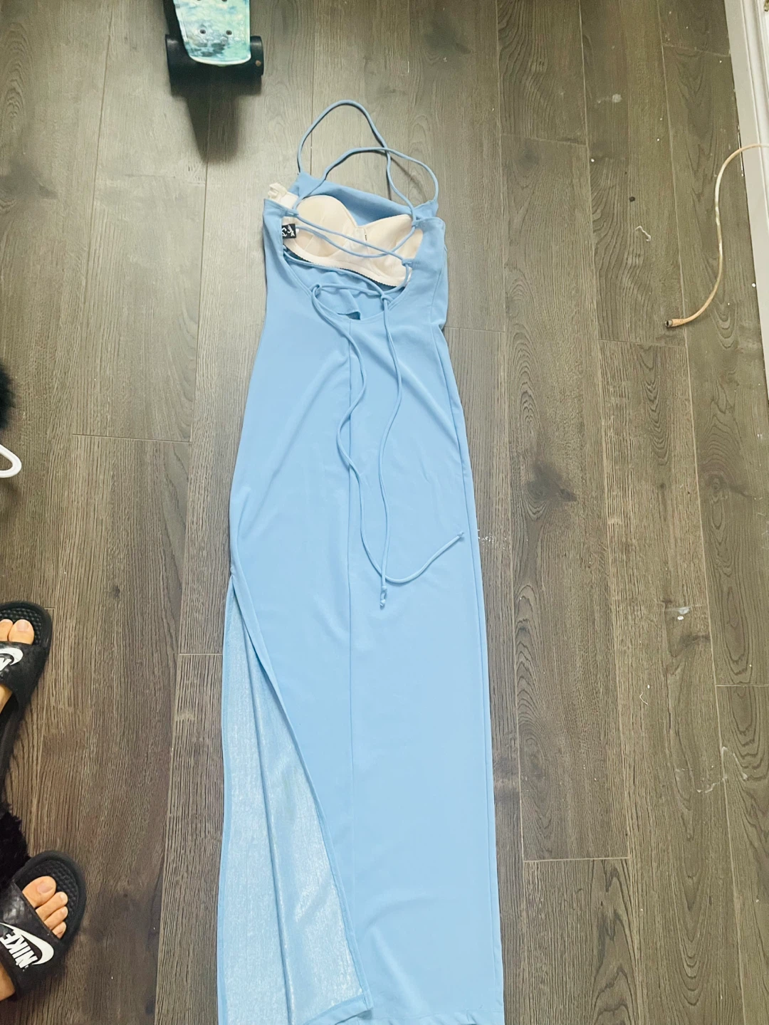 Blue Spaghetti Strap Maxi Dress - photo 2