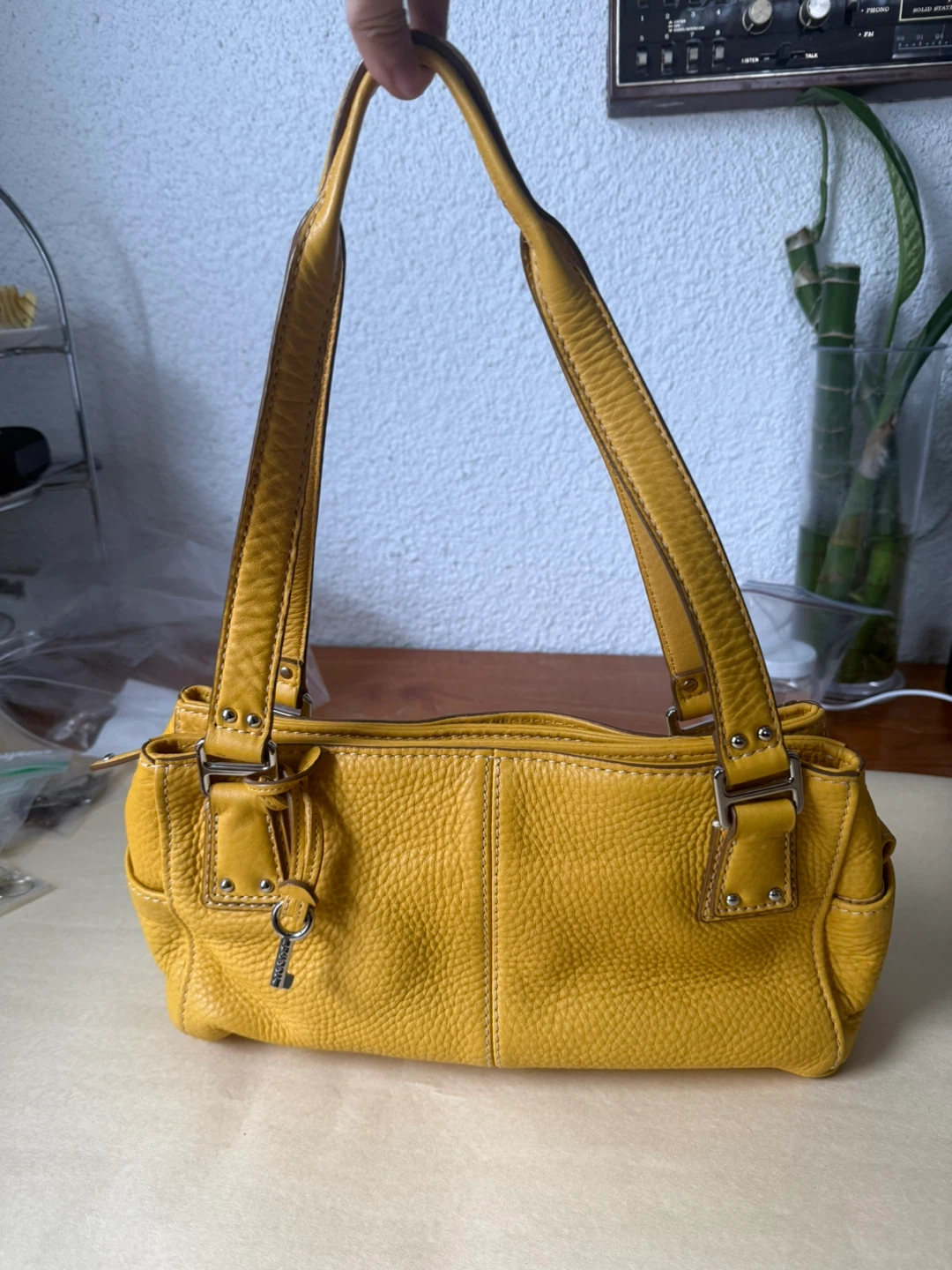 Vintage Fossil Yellow Leather Shoulder Bag