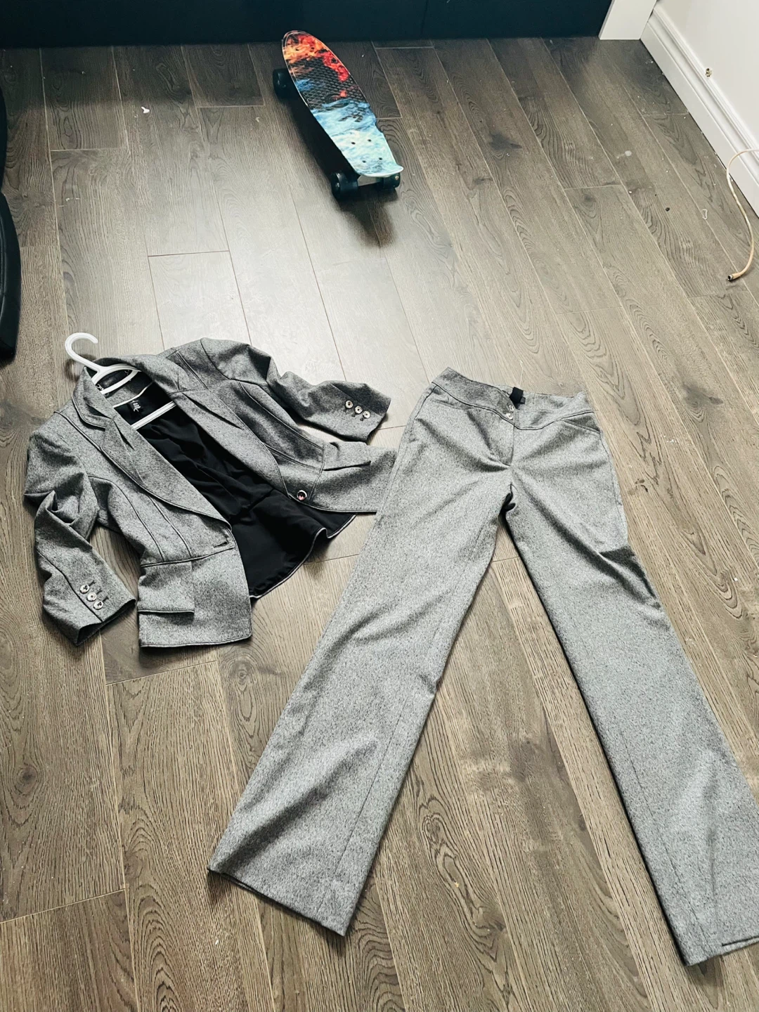 Grey Women's Blazer and Pants Suit