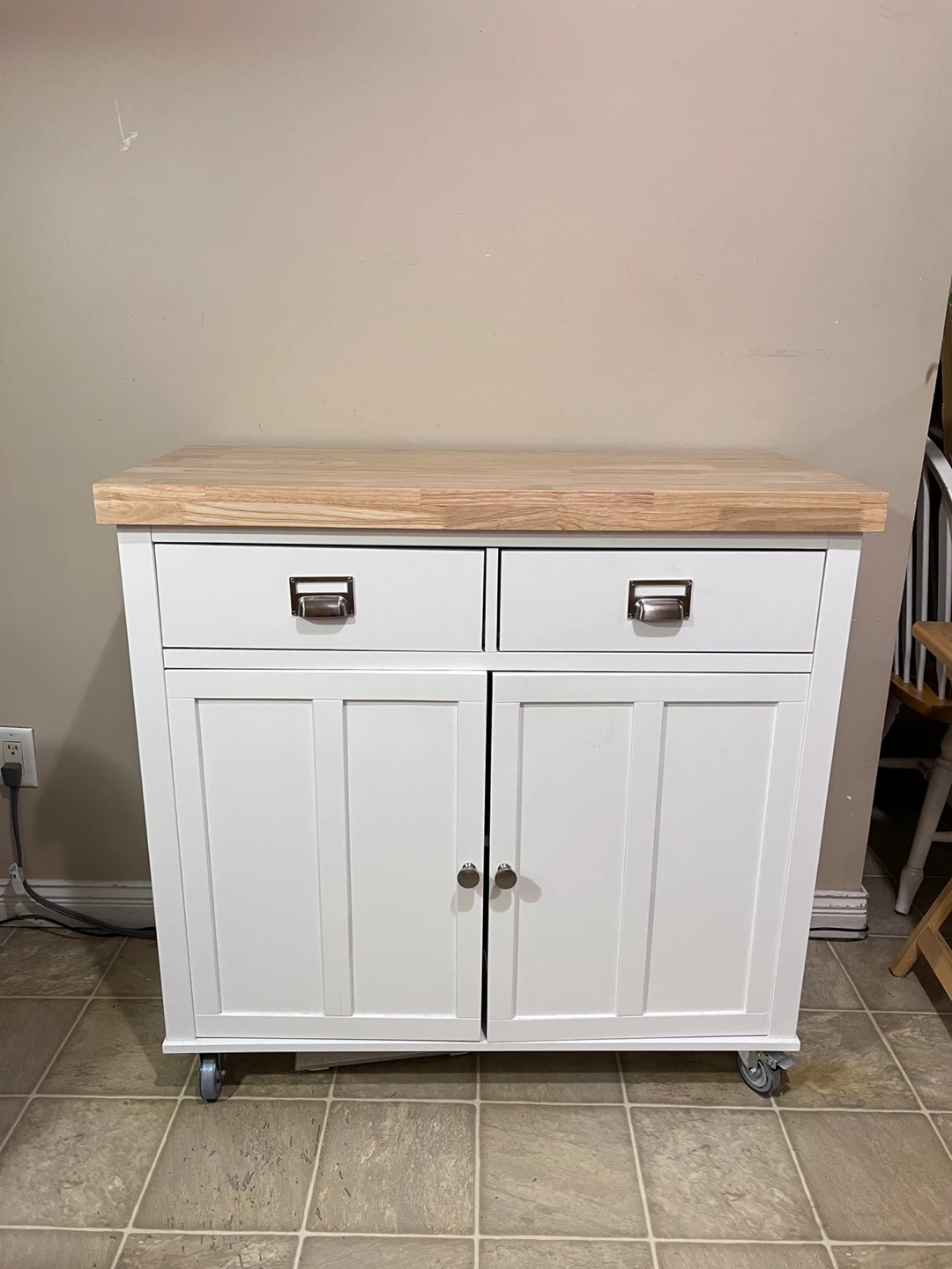 Kitchen Island Cart with Butcher Block Top