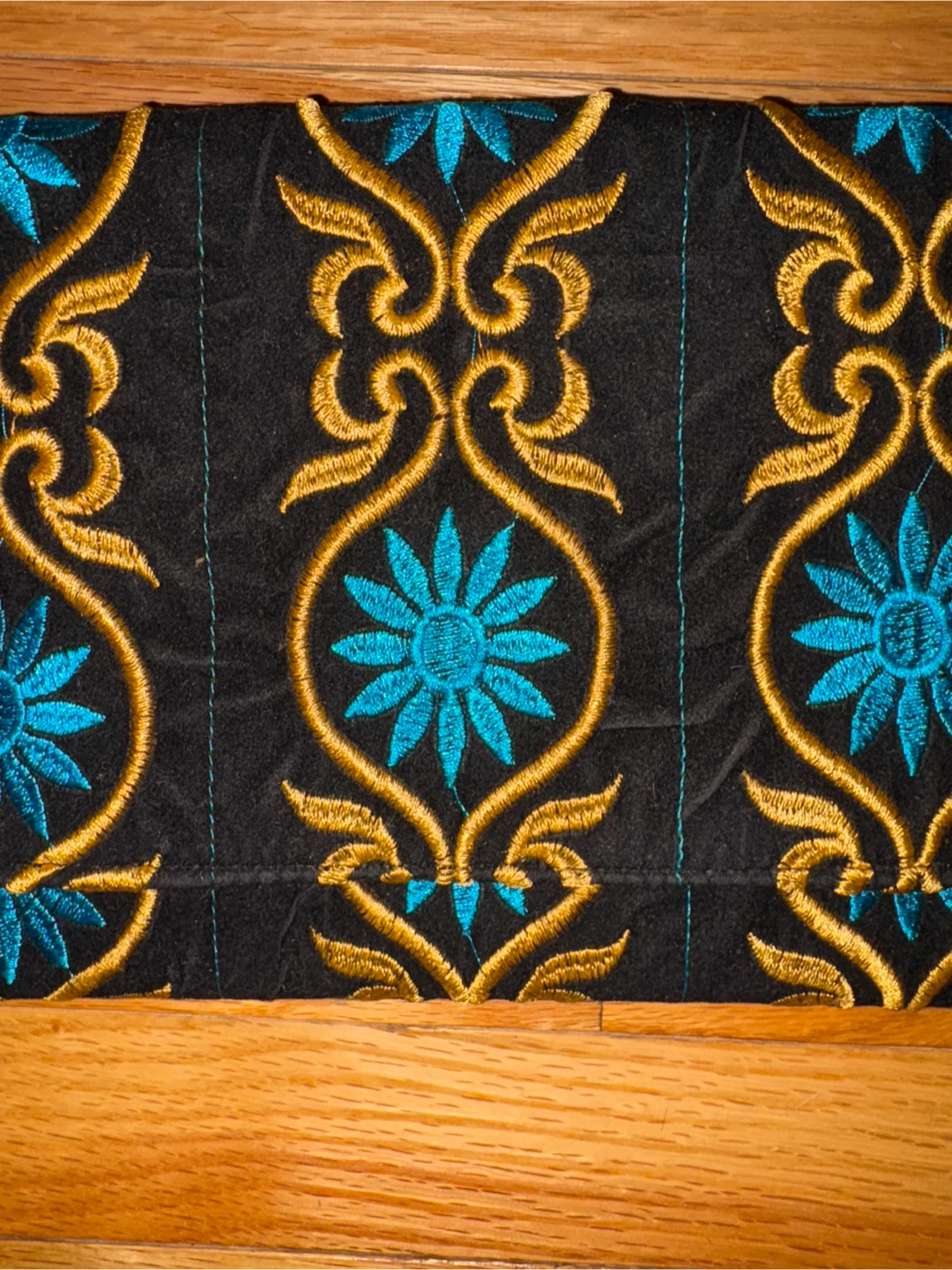 Embroidered Clutch Purse Black Blue Gold - photo 2