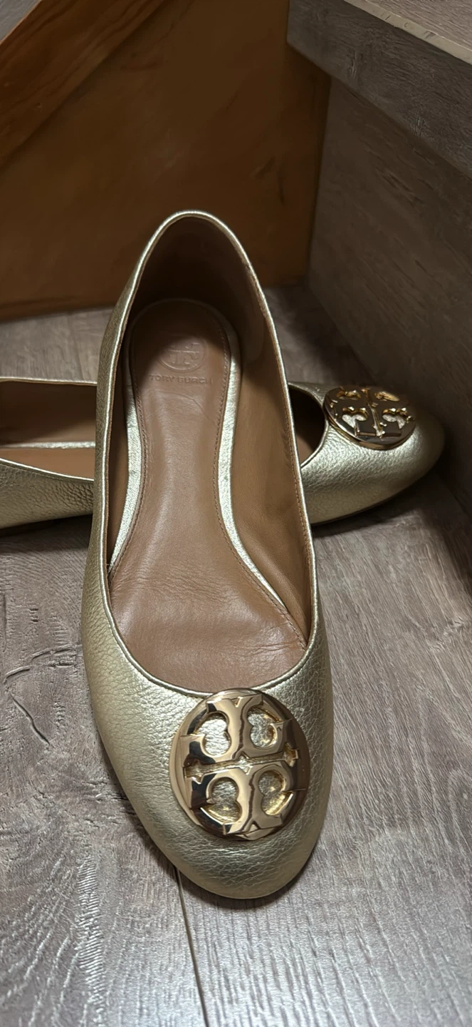 Tory Burch Gold Leather Ballet Flats