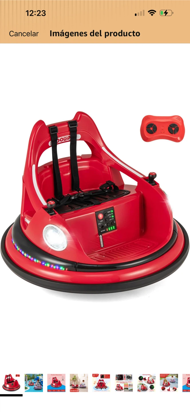 Red Ride-On Bumper Car with Remote Control