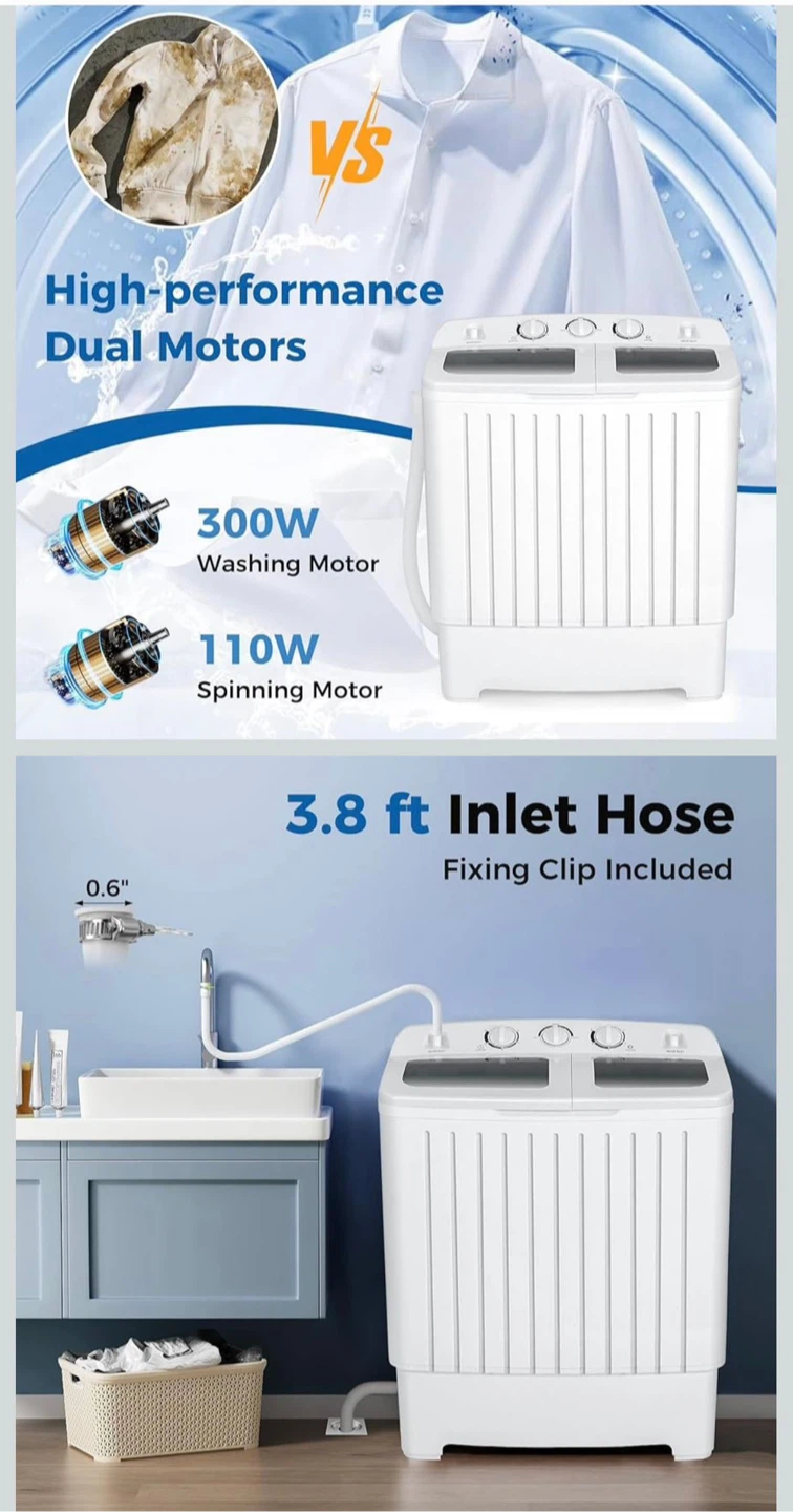 20 LBS Twin Tub Portable Washing Machine - photo 2