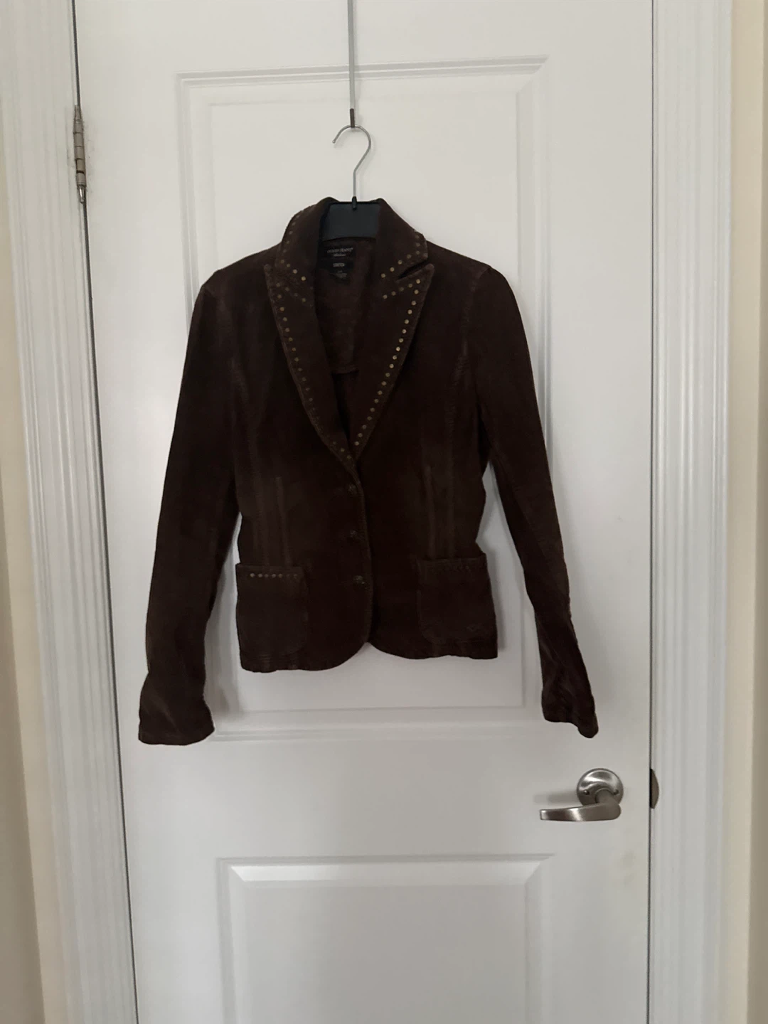 GUESS JEANS Authentic Brown Suede Studded Blazer - Size S/P