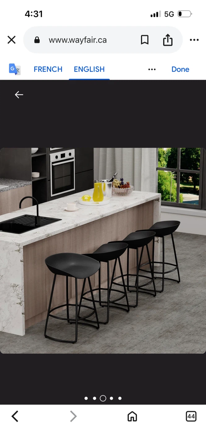 New Set of 4 Black Swivel Bar Stools