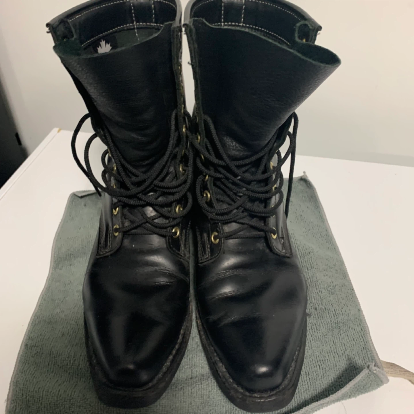 Dayton Boots Black Leather Lace-Up Work Boots - photo 4