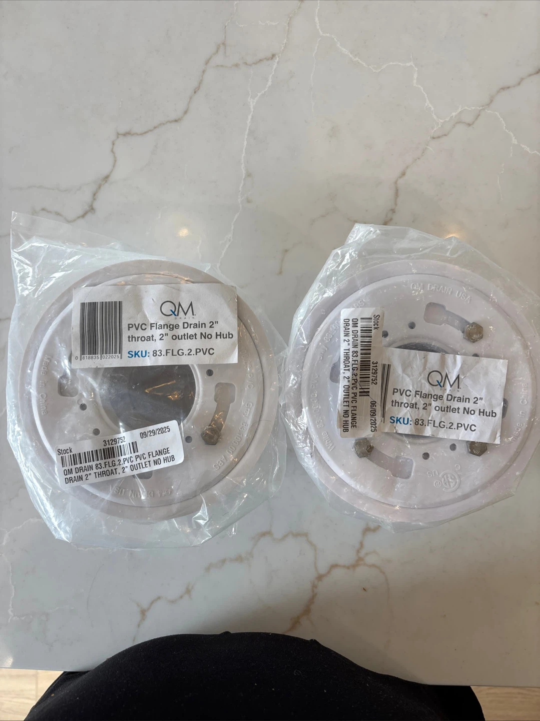 QM PVC Flange Drain 2" Throat, 2" Outlet No Hub (2-Pack) - photo 3