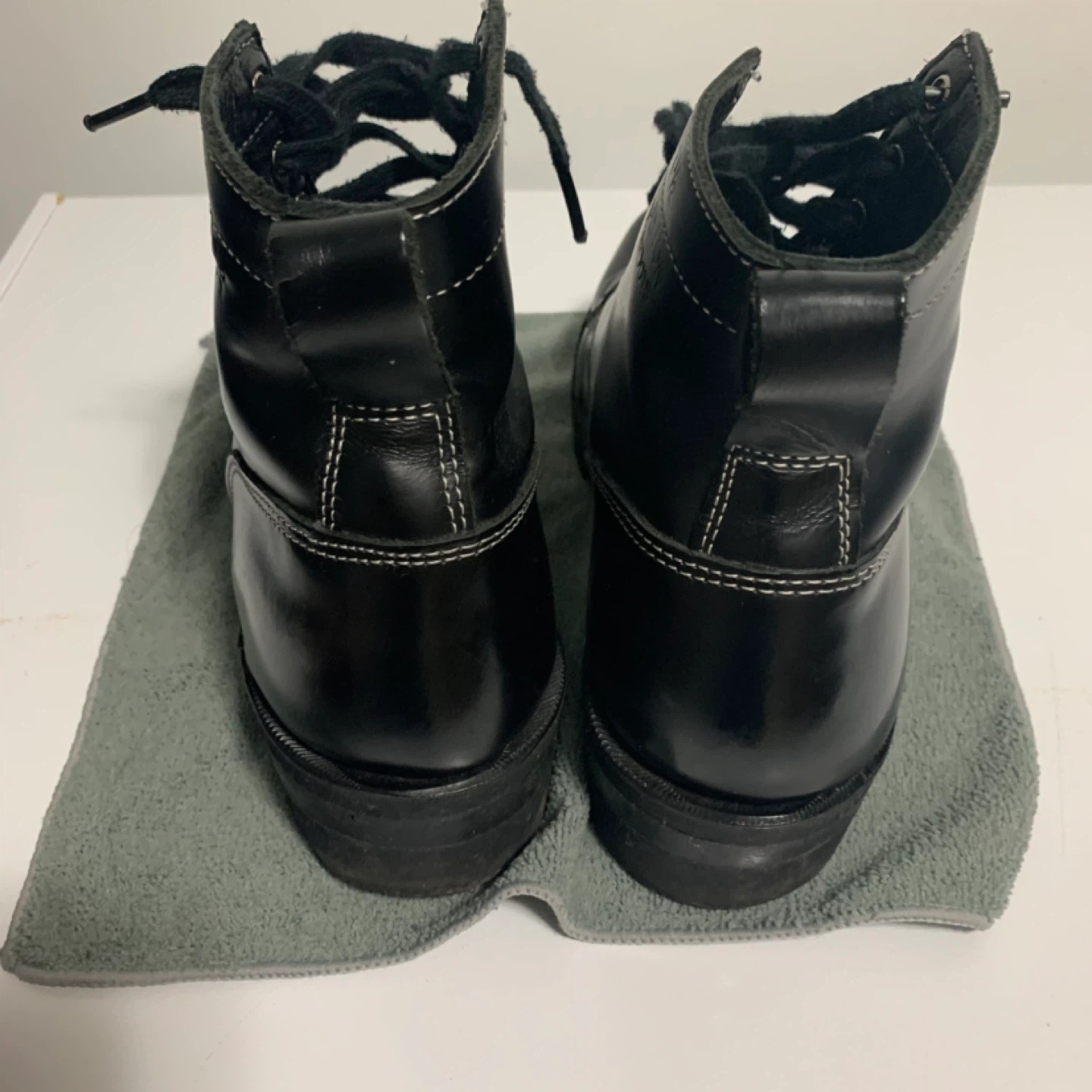 Dayton Black Leather Lace-Up Boots Size 7.5 EE - photo 4