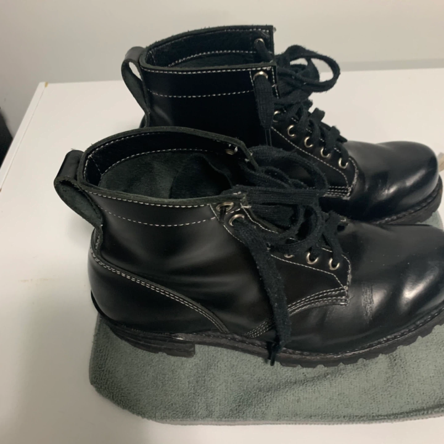 Dayton Black Leather Lace-Up Boots Size 7.5 EE - photo 3