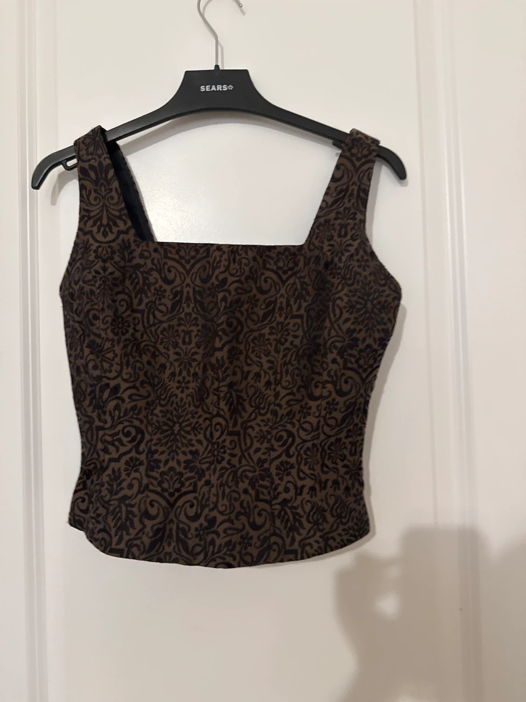 Tristan & Iseut Women's Size 2 Brown Floral Brocade Top
