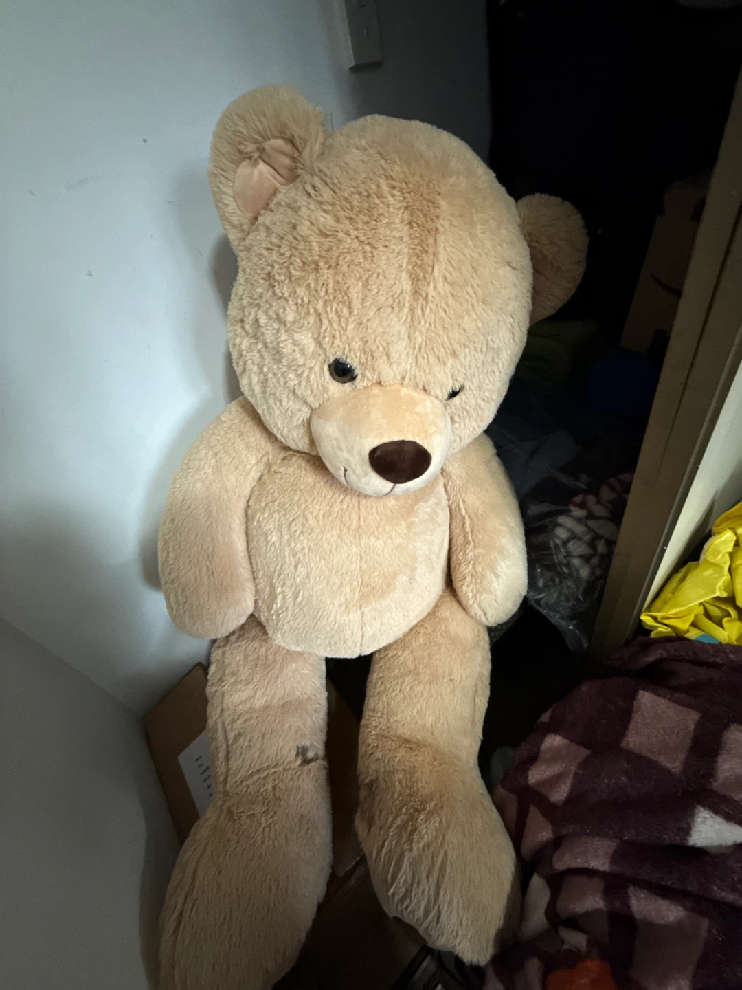 Large Plush Teddy Bear - Beige has stains
