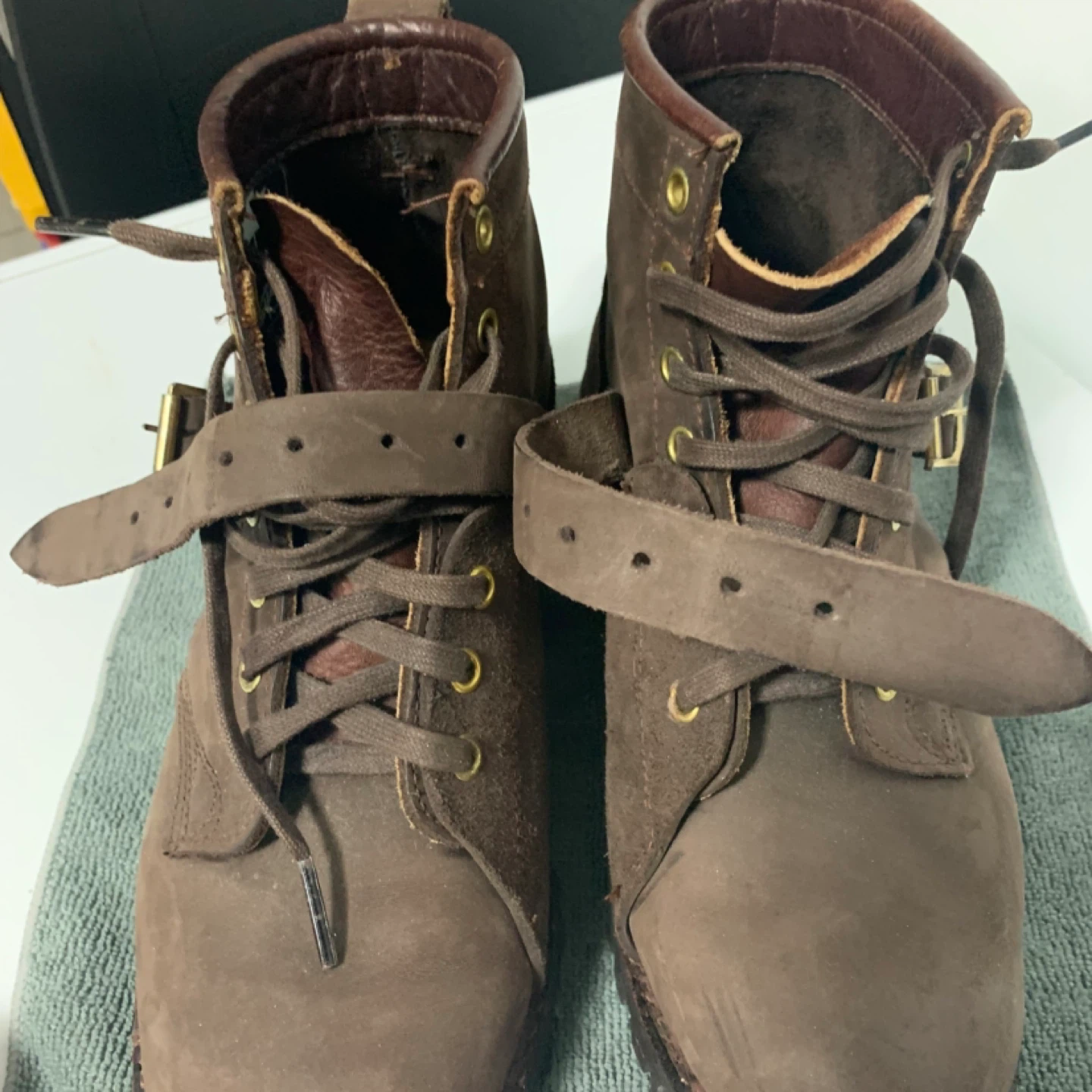 Daytons Brown Leather Lace-Up Boots with Straps~7.5 E - photo 3