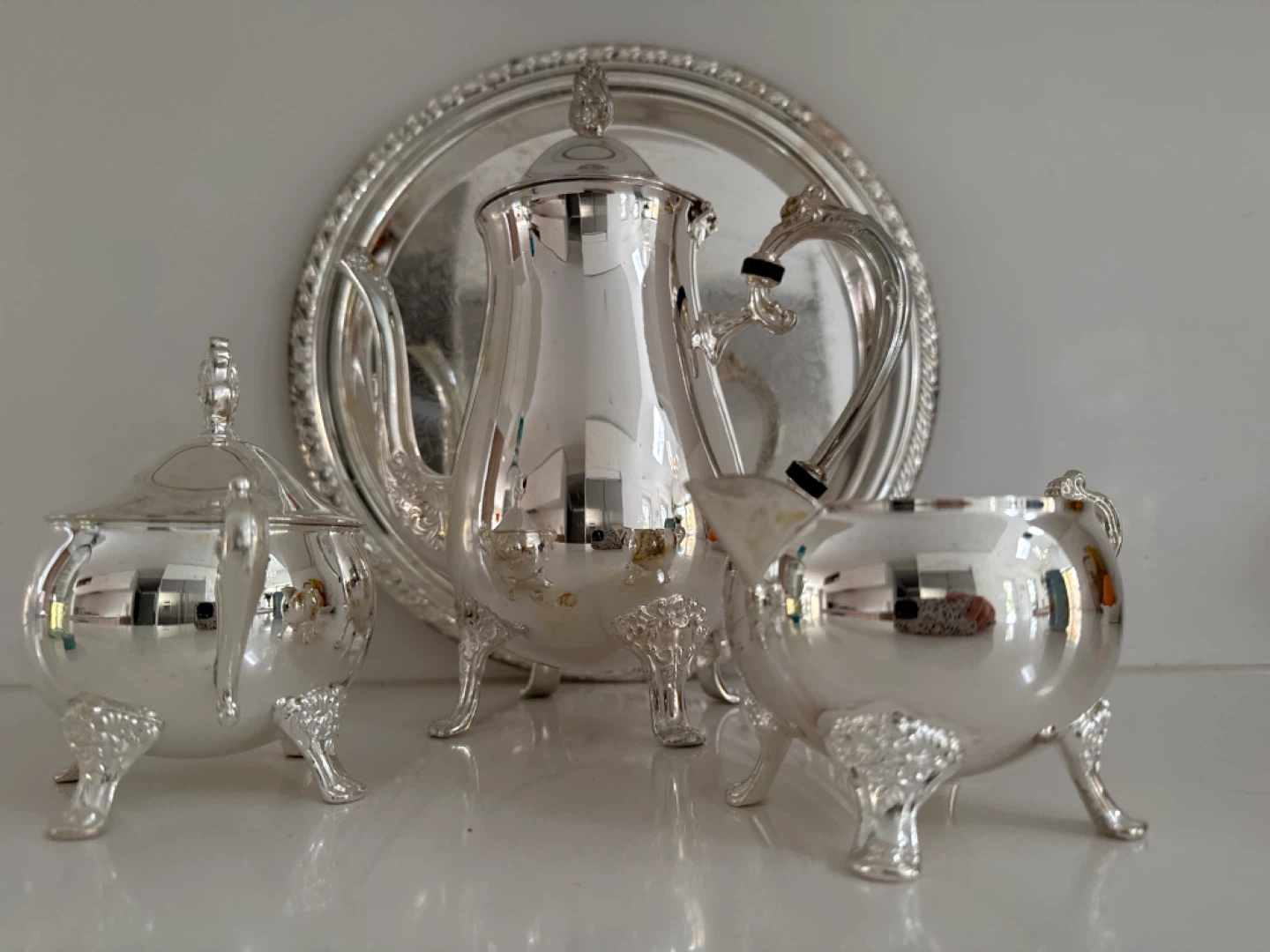 Silver Plated Tea Set with Tray - photo 4