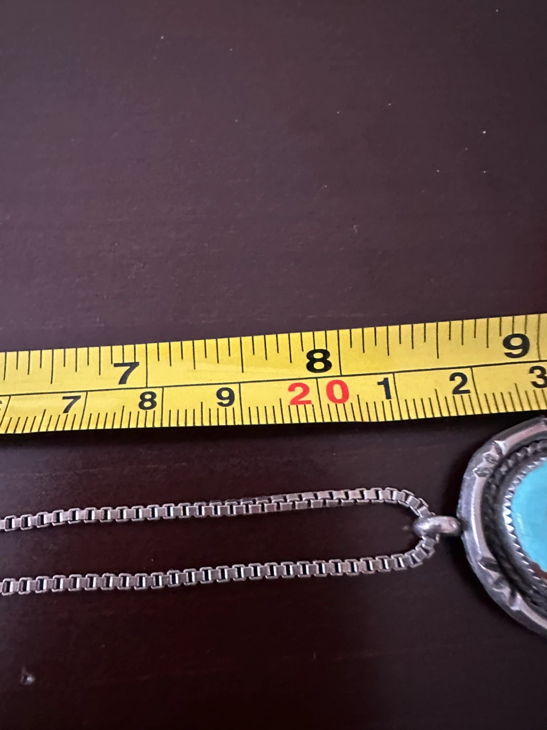 Navajo Turquoise Pendant Necklace Sterling Silver Chain - photo 4