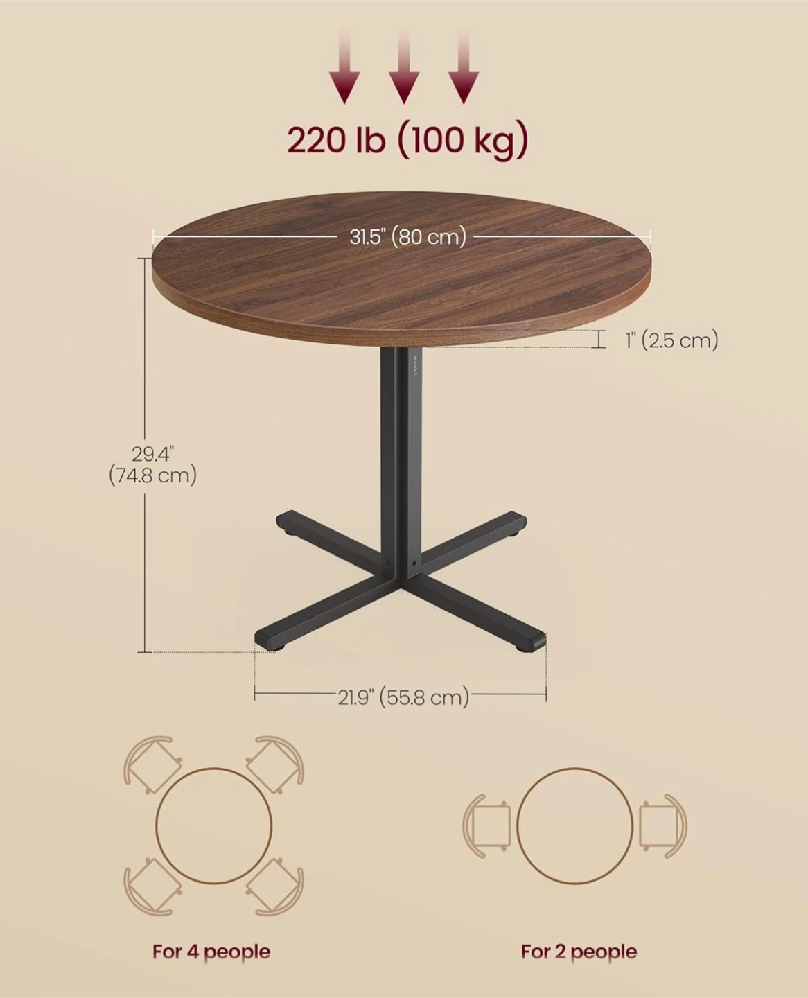 Round Dining Table and 2 Chairs Set - Black - photo 4